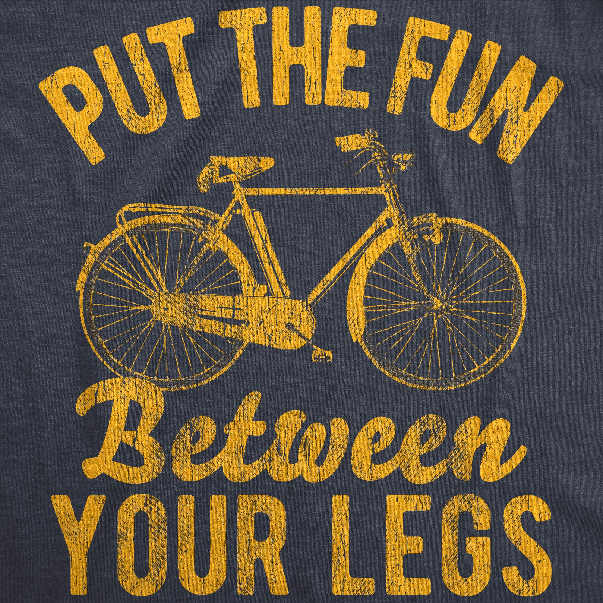 Funny Women's Bicycle T-Shirt - 'Put The Fun Between Your Legs' Novelty Cycling Tee for Bike Riders & Cruiser Enthusiasts | Perfect for Cycling Events, Bike Tours & Casual Wear