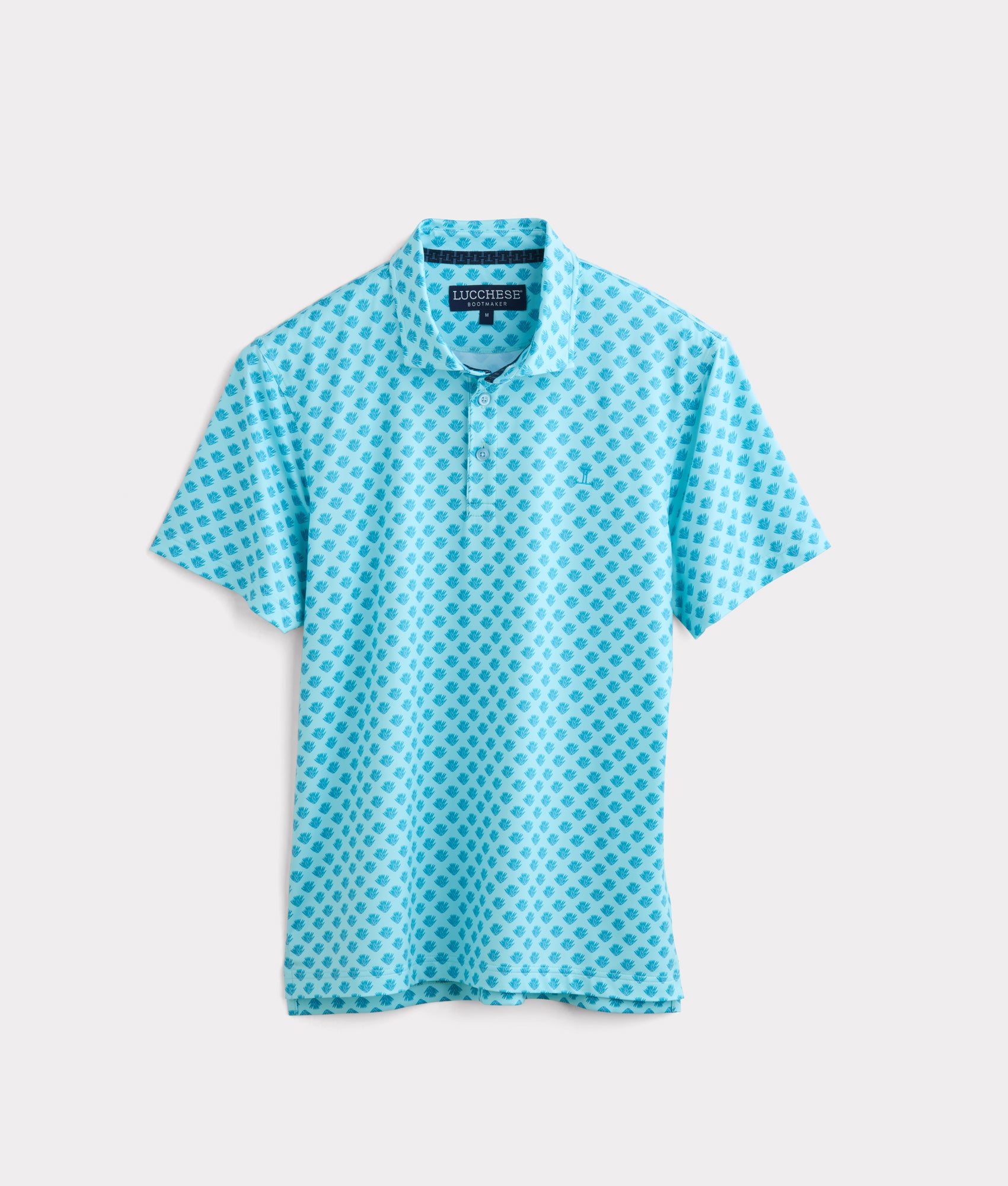 Lucchese Men's Golf Polo Shirt - Blue Cactus Print, Moisture-Wicking Performance Fabric for Comfort on the Golf Course & Casual Wear