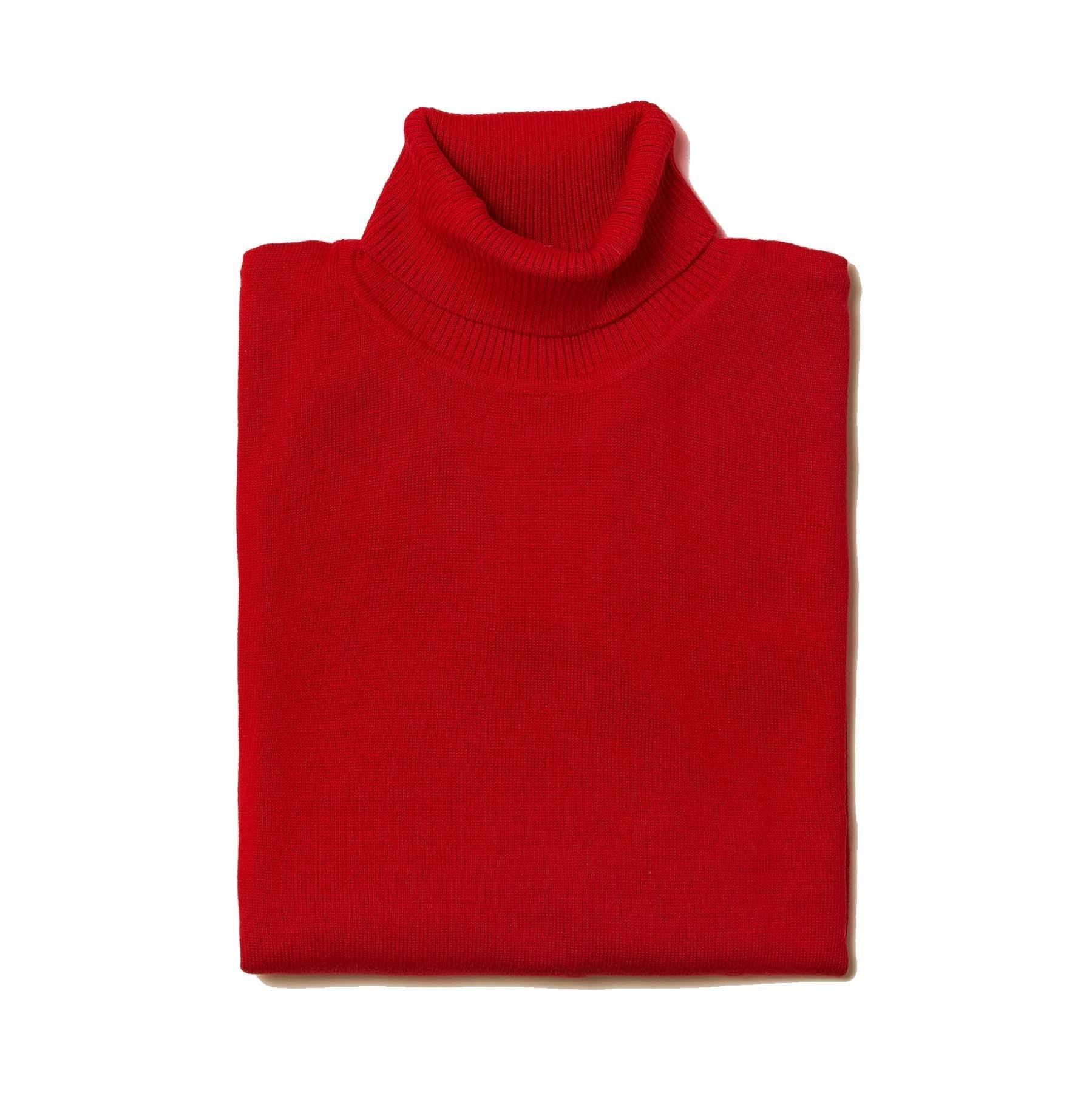 Men's Red Turtleneck Sweater - Winter Warm Knit Pullover for Casual & Business Wear