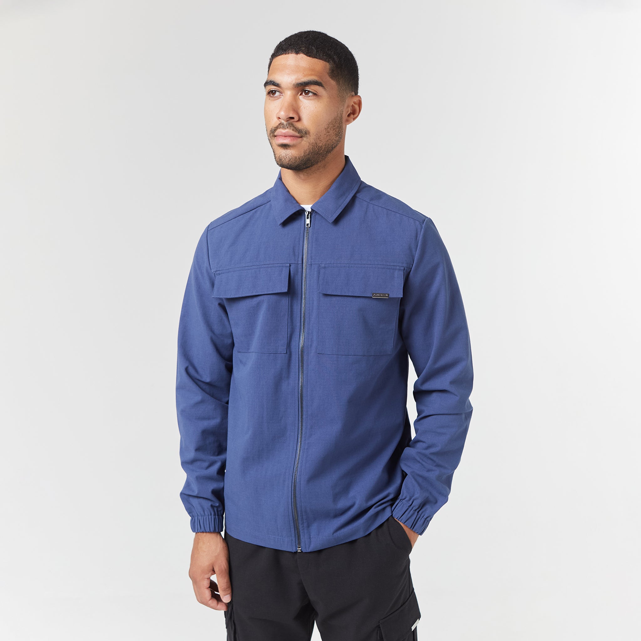 Smart Utility Overshirt for Men - Lightweight Water-Resistant Work Shirt with Multiple Pockets | Blue | Perfect for Outdoor Activities, Hiking & Casual Wear