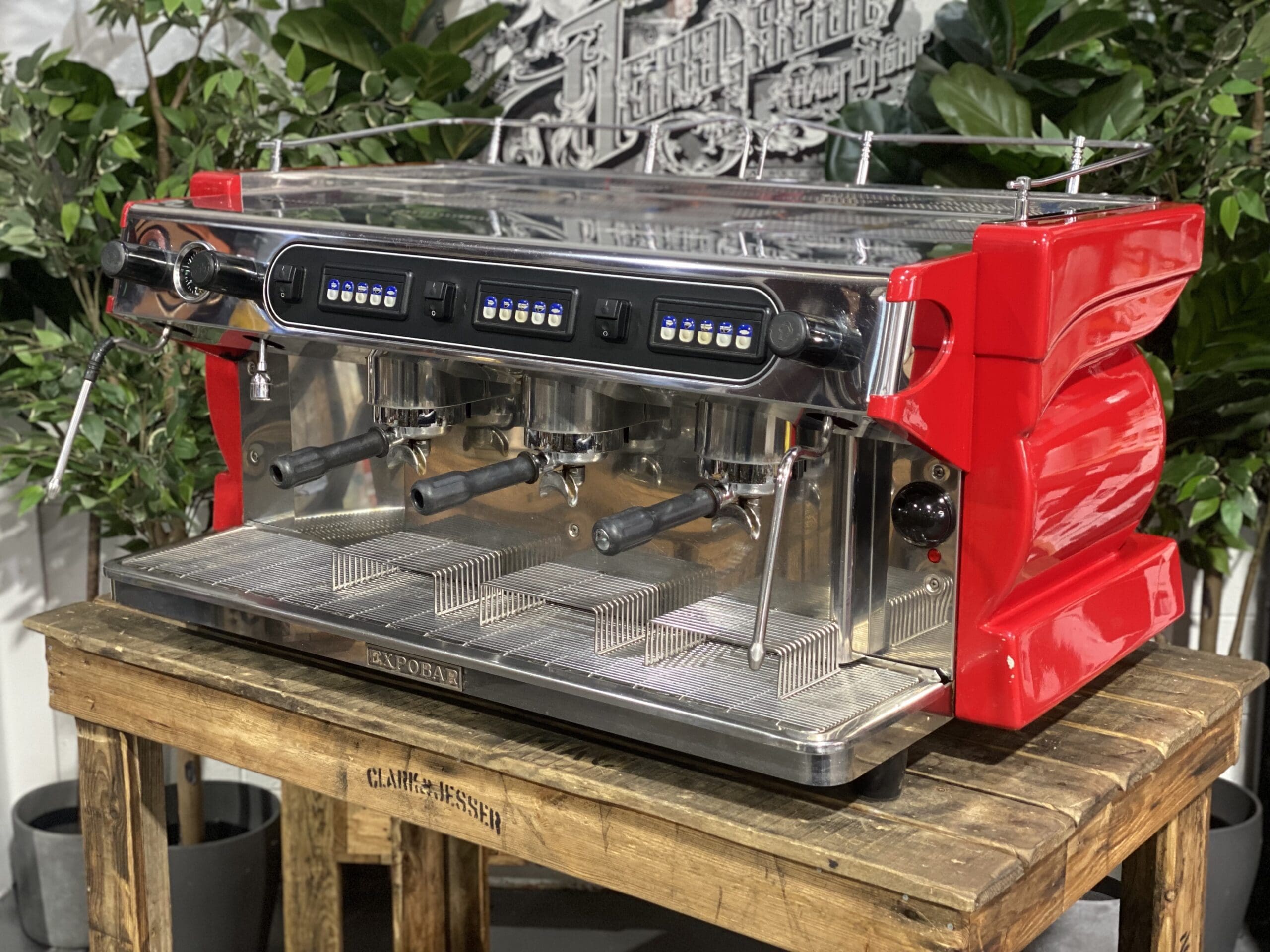 Expobar Alpha Ruggero 3 Group Commercial Espresso Machine in Red - Perfect for Coffee Shops, Restaurants, and Cafes