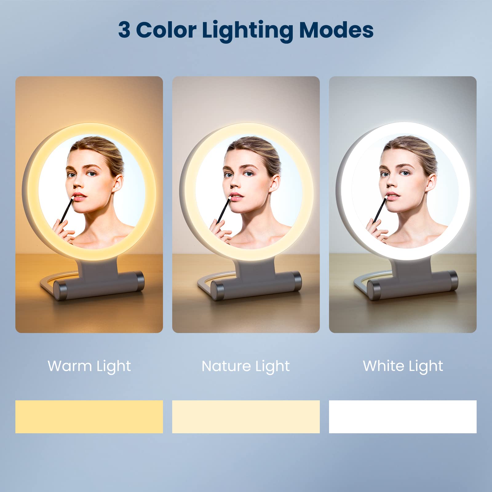 Aidodo LED Makeup Mirror - 10X/1X Magnification, USB Rechargeable & Touch Control for Home & Travel