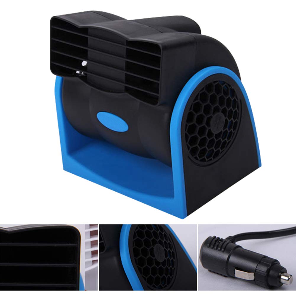 AkoMatial 12V Rechargeable Car Air Conditioner - Mini Bladeless Cooling Fan with Low Noise & USB Charging - Portable AC for Vehicles, Trucks, RVs - Perfect for Summer Travel & Road Trips (Blue)