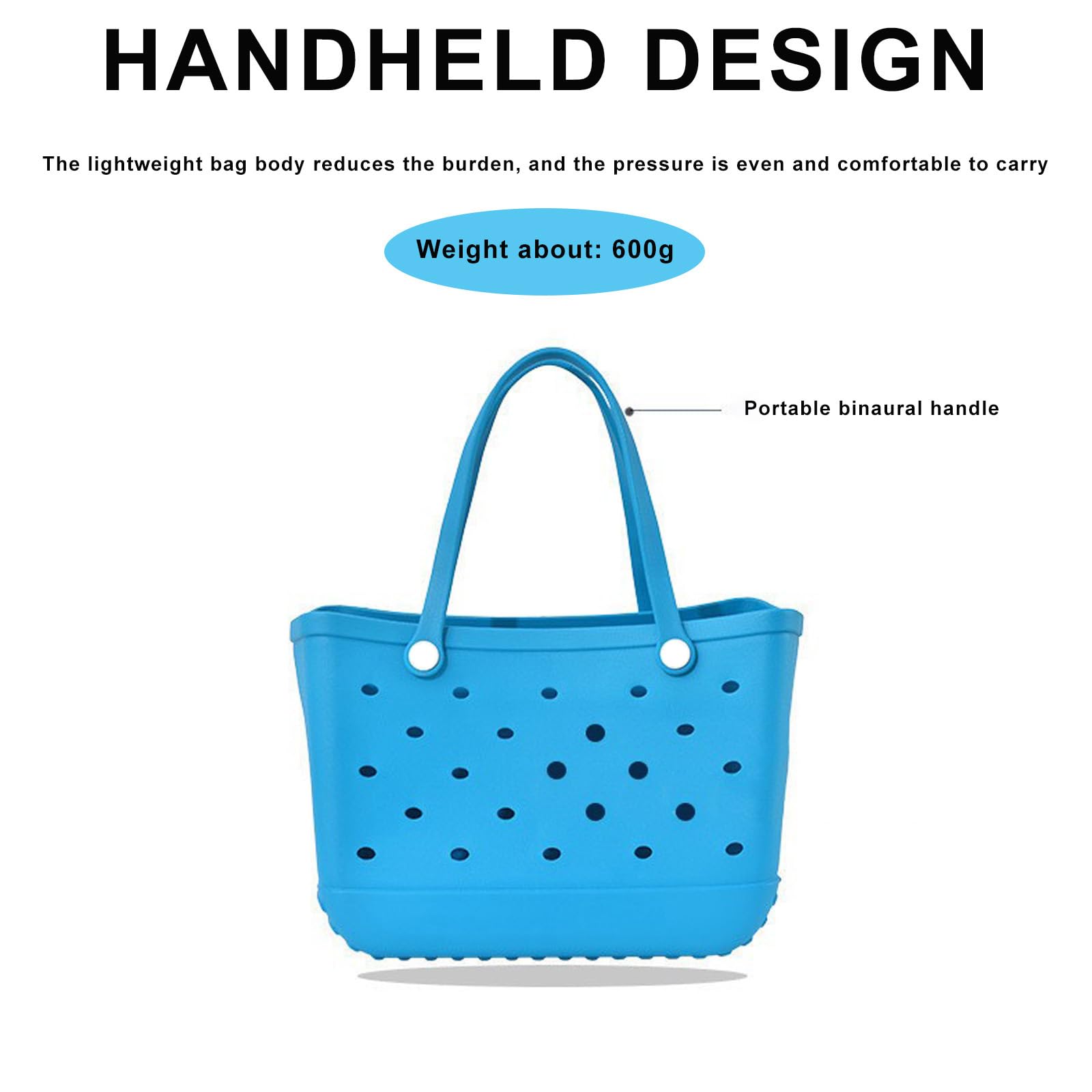 Waterproof Large Rubber Beach Tote Bag - Durable, Washable & Tip-Proof Open Tote for Beach, Pool, Boat & Sports | Perfect for Summer Travel, Swimming Gear & Outdoor Activities