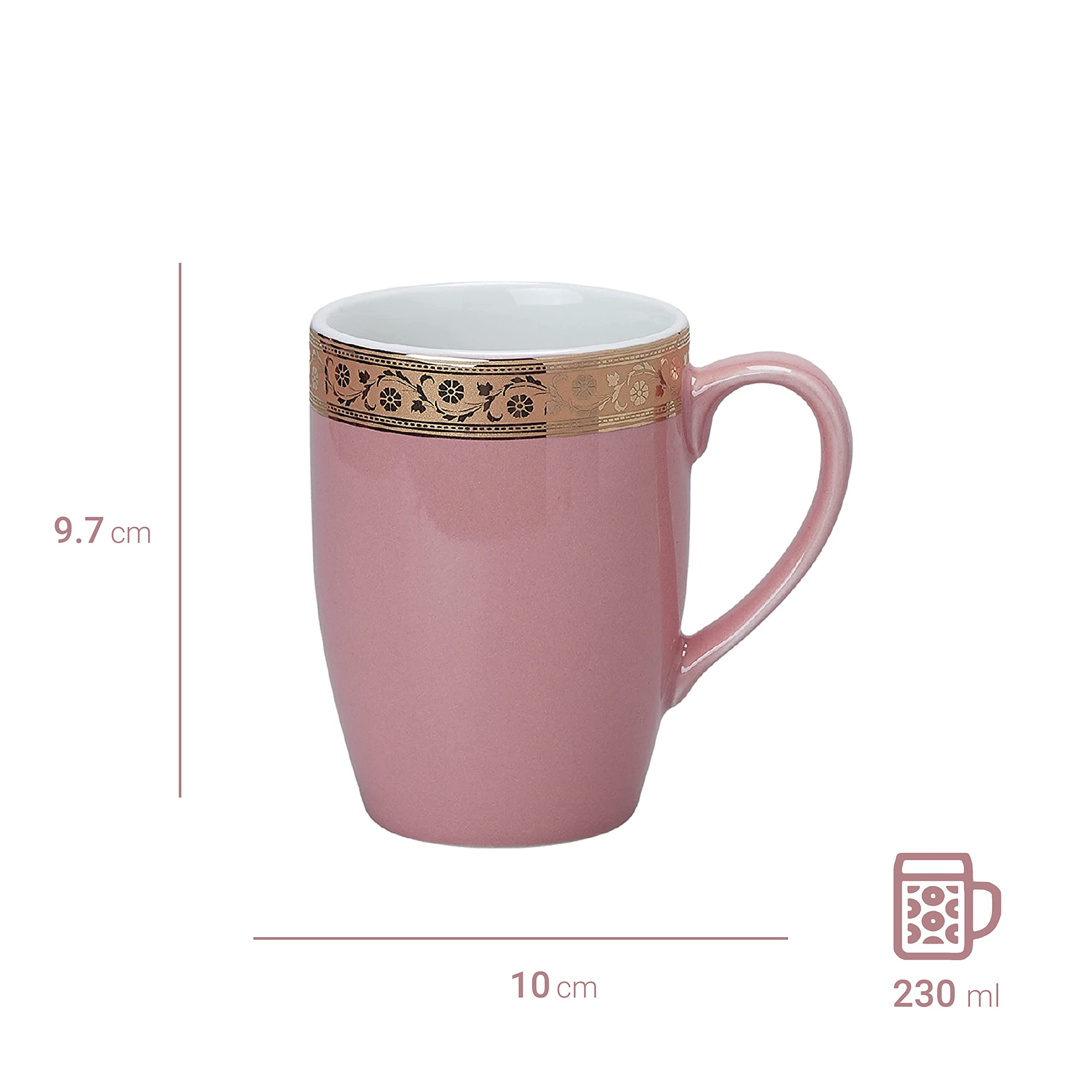 Premium Porcelain Coffee Mug with Golden Trim - Vola Scarlet Series Bone China Tea Cup (230ml, Blooming Dahlia) - Elegant Gift for Anniversary, Birthday, Mom & Couples - Perfect for Coffee, Tea, Milk & Hot Beverages at Home, Office or Gifting