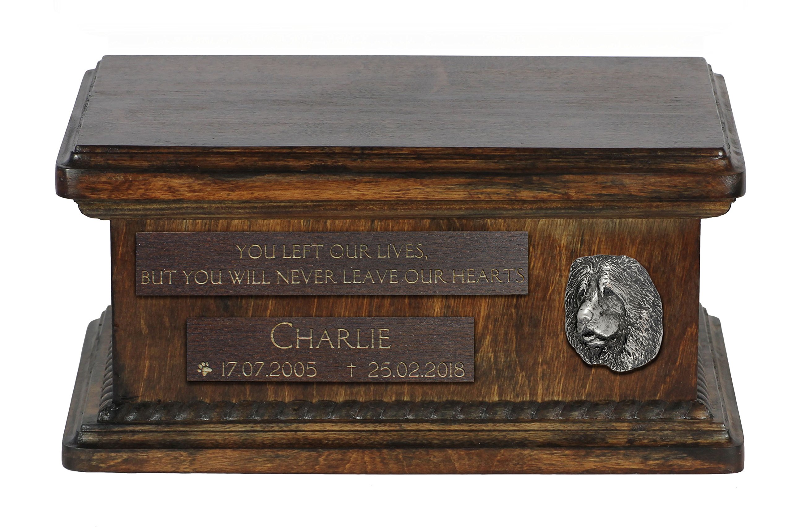 Personalized Memorial Urn for Caucasian Shepherd Dog - Custom Engraved Pet Ashes Keepsake with Name & Date - Perfect for Home Memorial Display & Pet Loss Remembrance