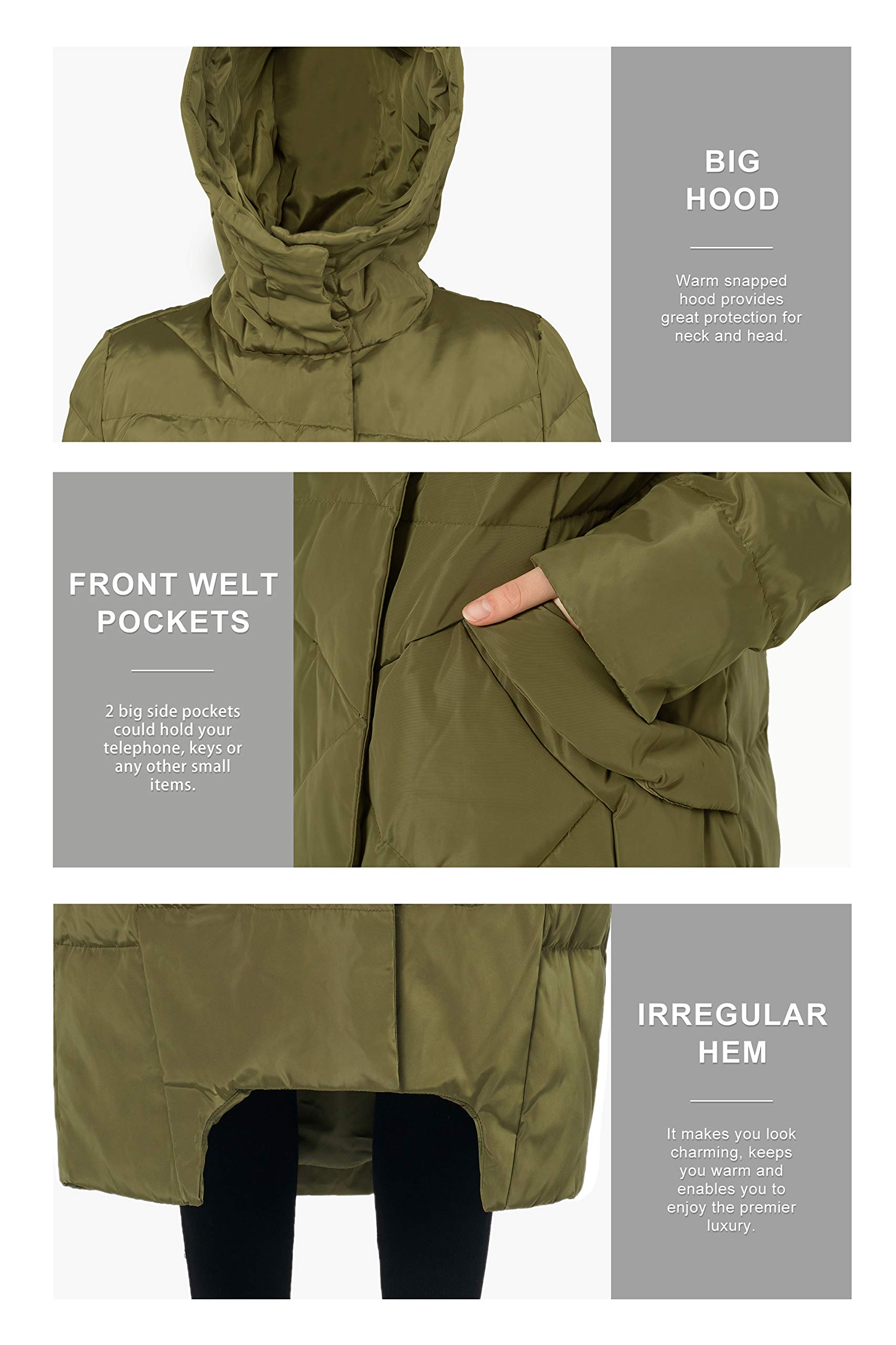 Orolay Women's Thick Warm Puffer Down Coat Winter Maxi Jacket with Hood - Perfect for Cold Weather, Snow Activities & Outdoor Adventures