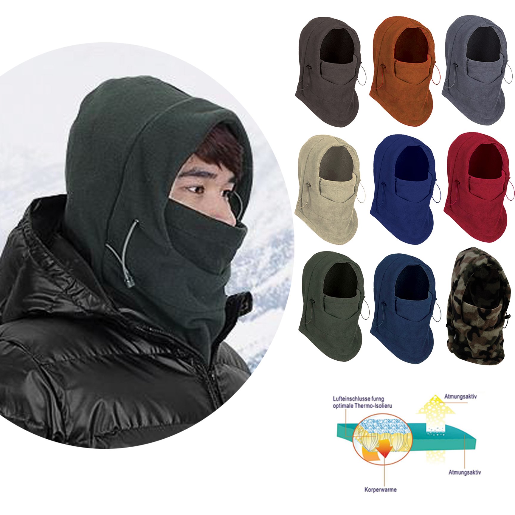 Winter Warm Windproof Balaclava Face Mask for Skiing, Snowboarding, Cycling & Outdoor Sports - Cold Weather Protection Gear