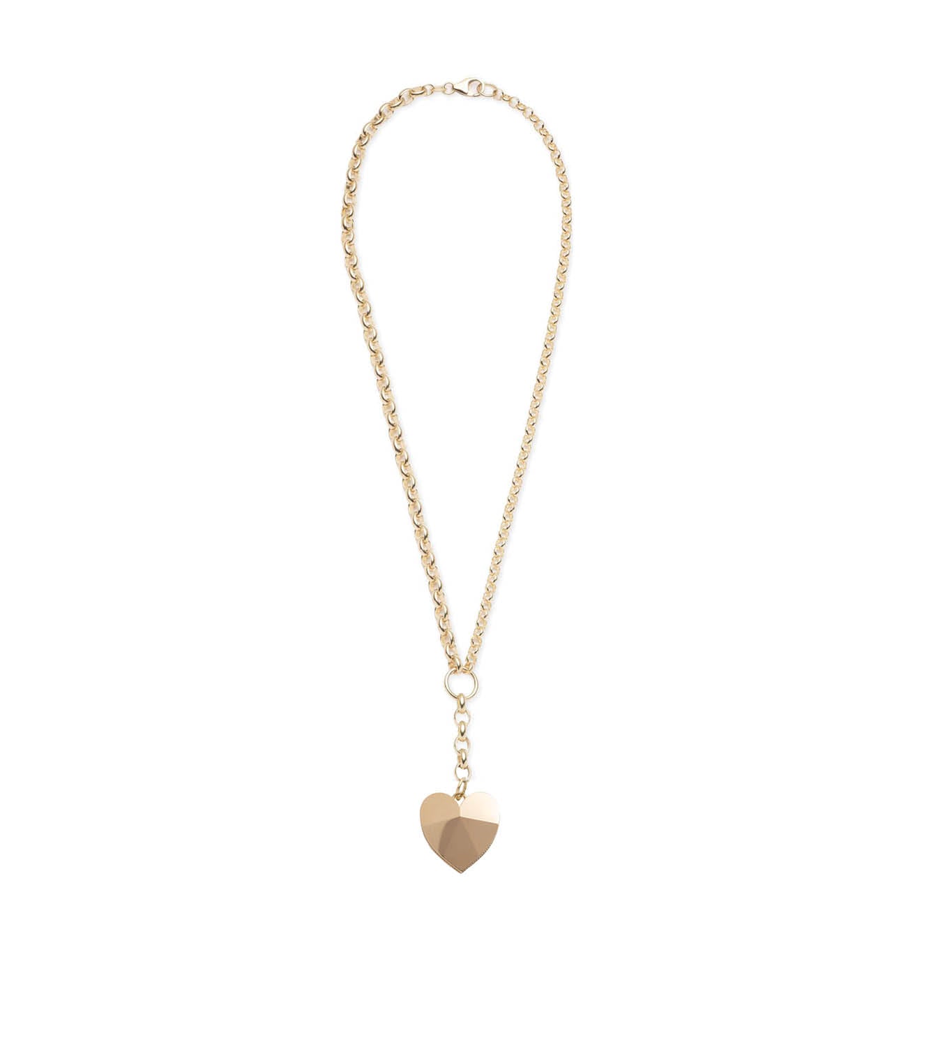 Faceted Heart Love Heavy Mixed Belcher Chain Necklace - Elegant Layered Jewelry for Women, Perfect for Valentine's Day Gifts, Anniversary Presents & Romantic Date Nights