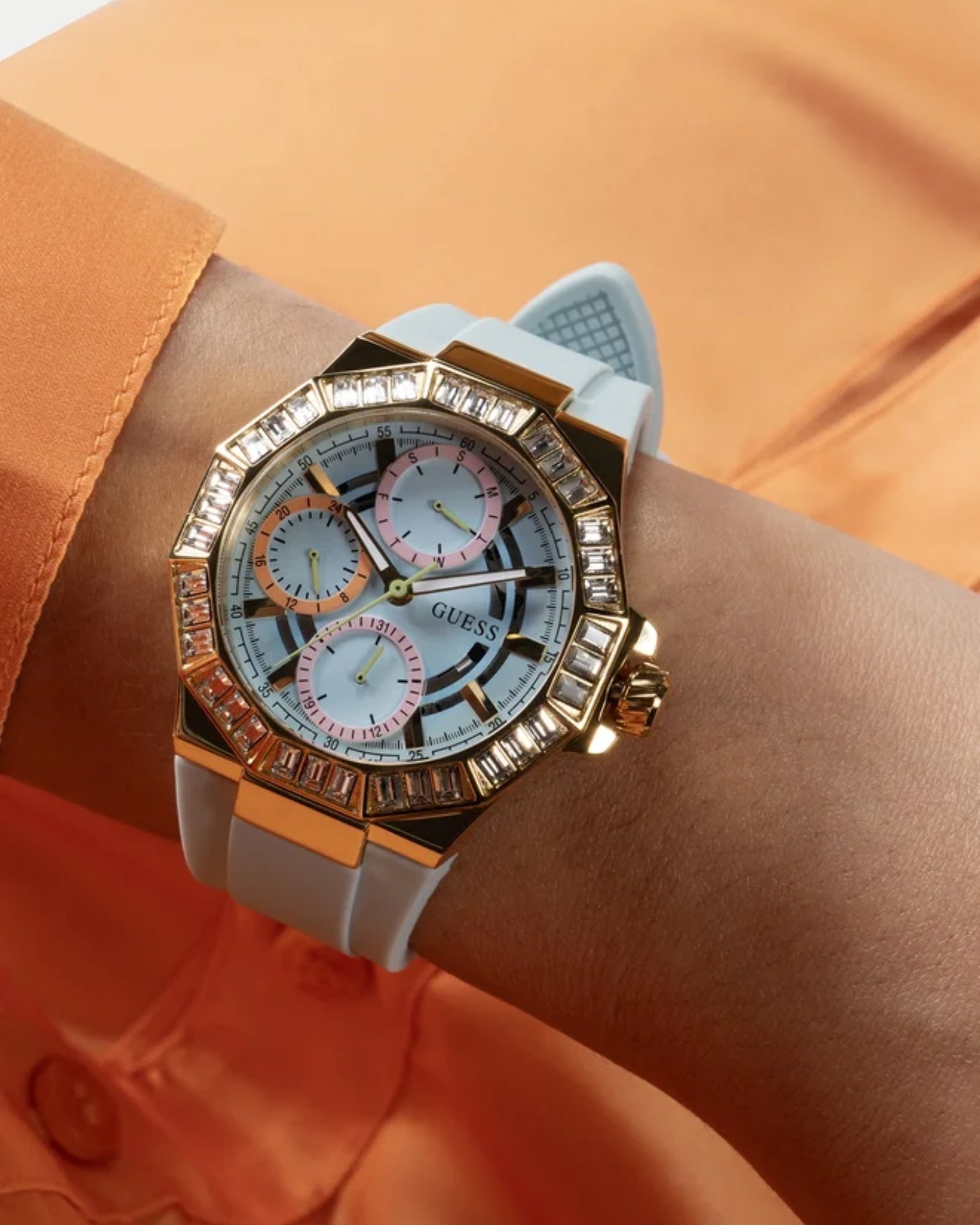Luxury Gold Selene Crystal Silicone Watch for Women - Elegant Fashion Accessory for Everyday Wear, Office & Special Occasions