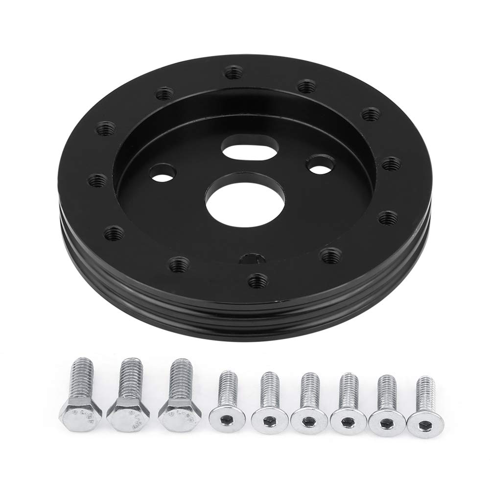 Fydun 0.5/1 Inch Aluminum Steering Wheel Quick Release Hub Adapter - 6 Hole Snap Off Boss Kit for Car Racing (Black) | Perfect for Drifting, Track Days & Performance Driving