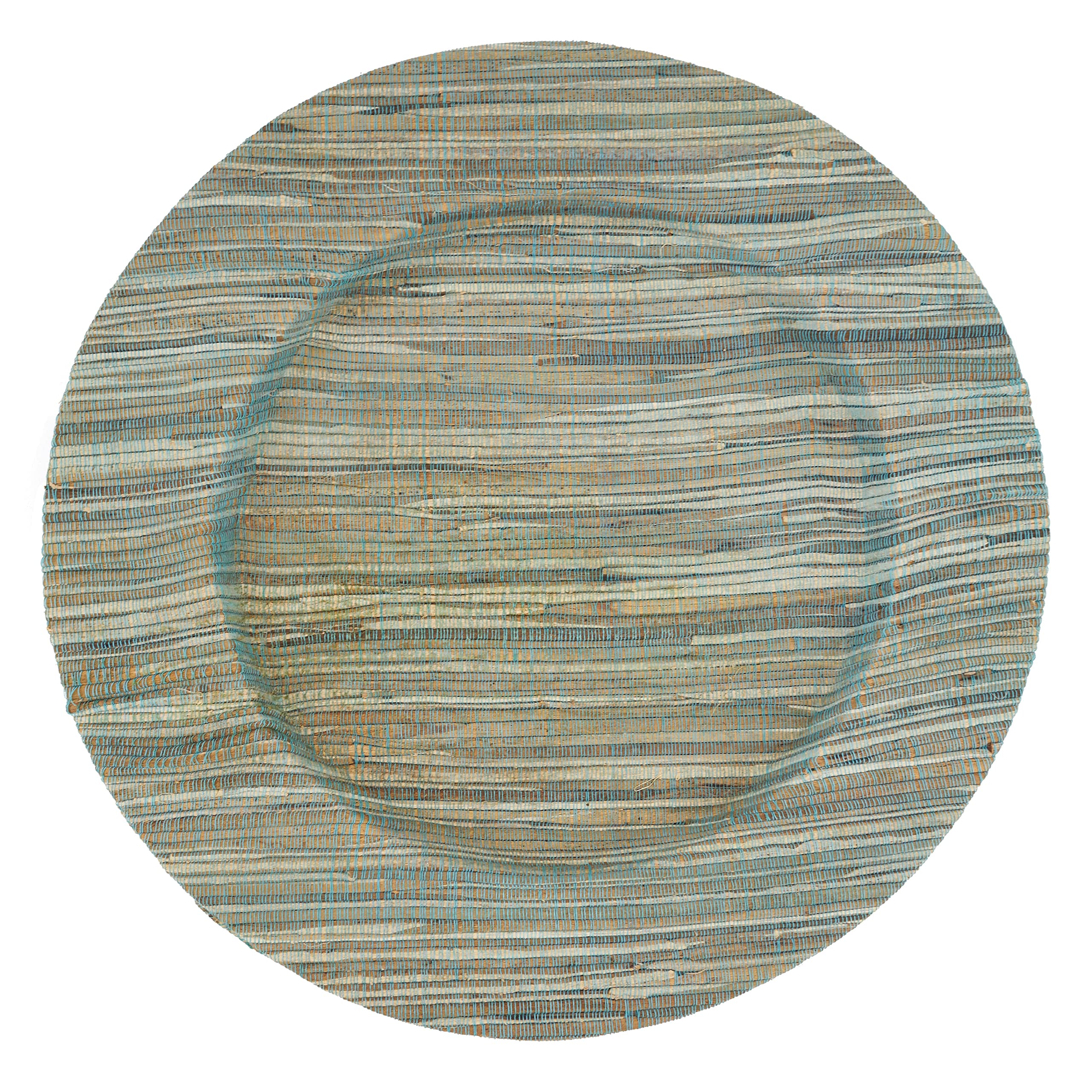 SARO LIFESTYLE Bogor Collection Water Hyacinth Charger Plates - Eco-Friendly Natural Rattan Placemats (Set of 4, 13 Inch, Turquoise) for Wedding, Party & Boho Home Decor