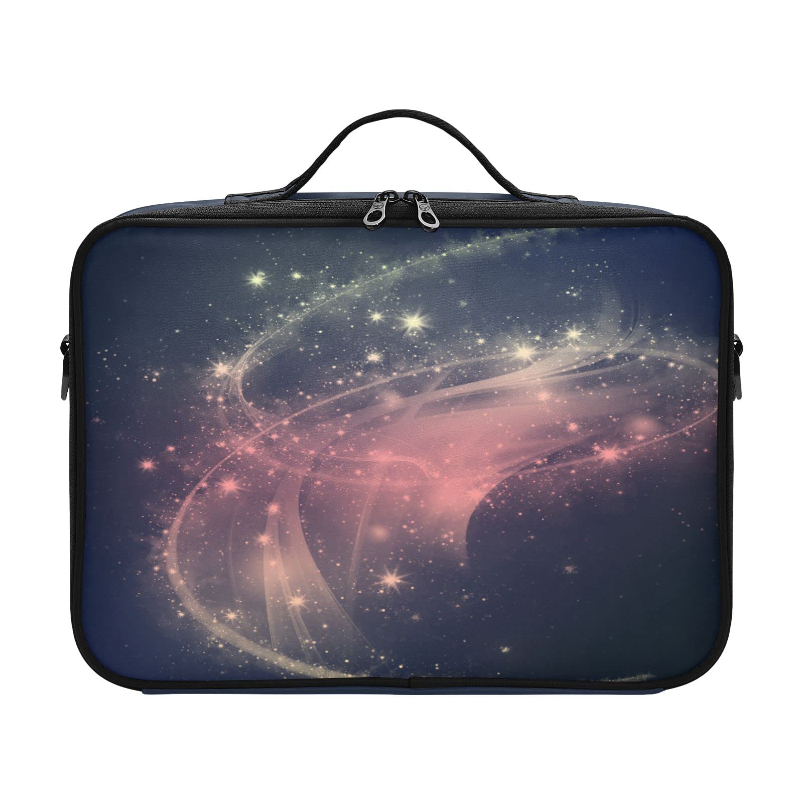 Moyyo Space Waves Travel Makeup Bag for Women - Professional Cosmetic Organizer Case, Portable Artist Storage Train Case for Makeup Brushes & Cosmetics - Perfect for Travel, Home & Salon Use