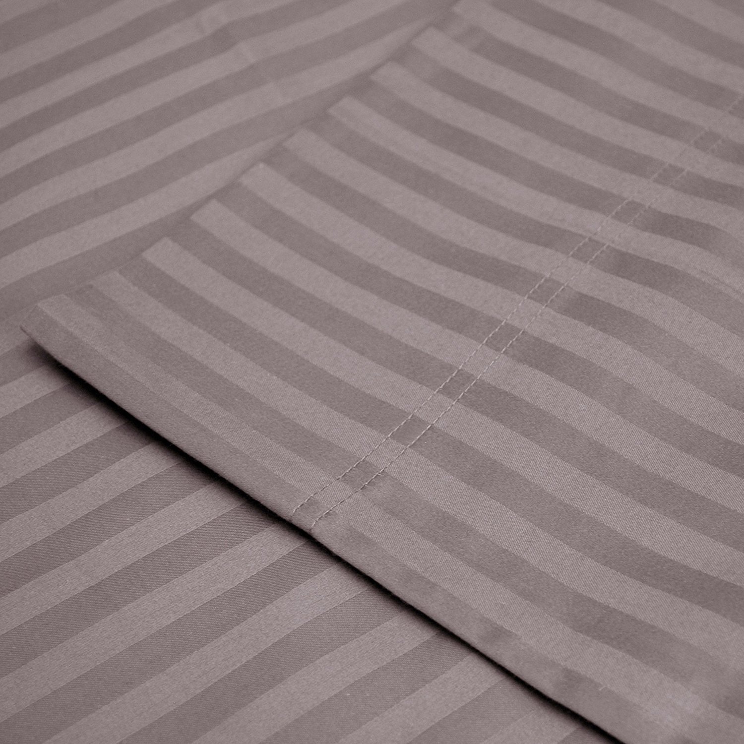 Premium 600 Thread Count Egyptian Cotton Sheet Set - King Size, Grey Striped, 4-Piece with Deep Pockets | Luxury Bedding for Hotels, Guest Rooms & Master Bedrooms