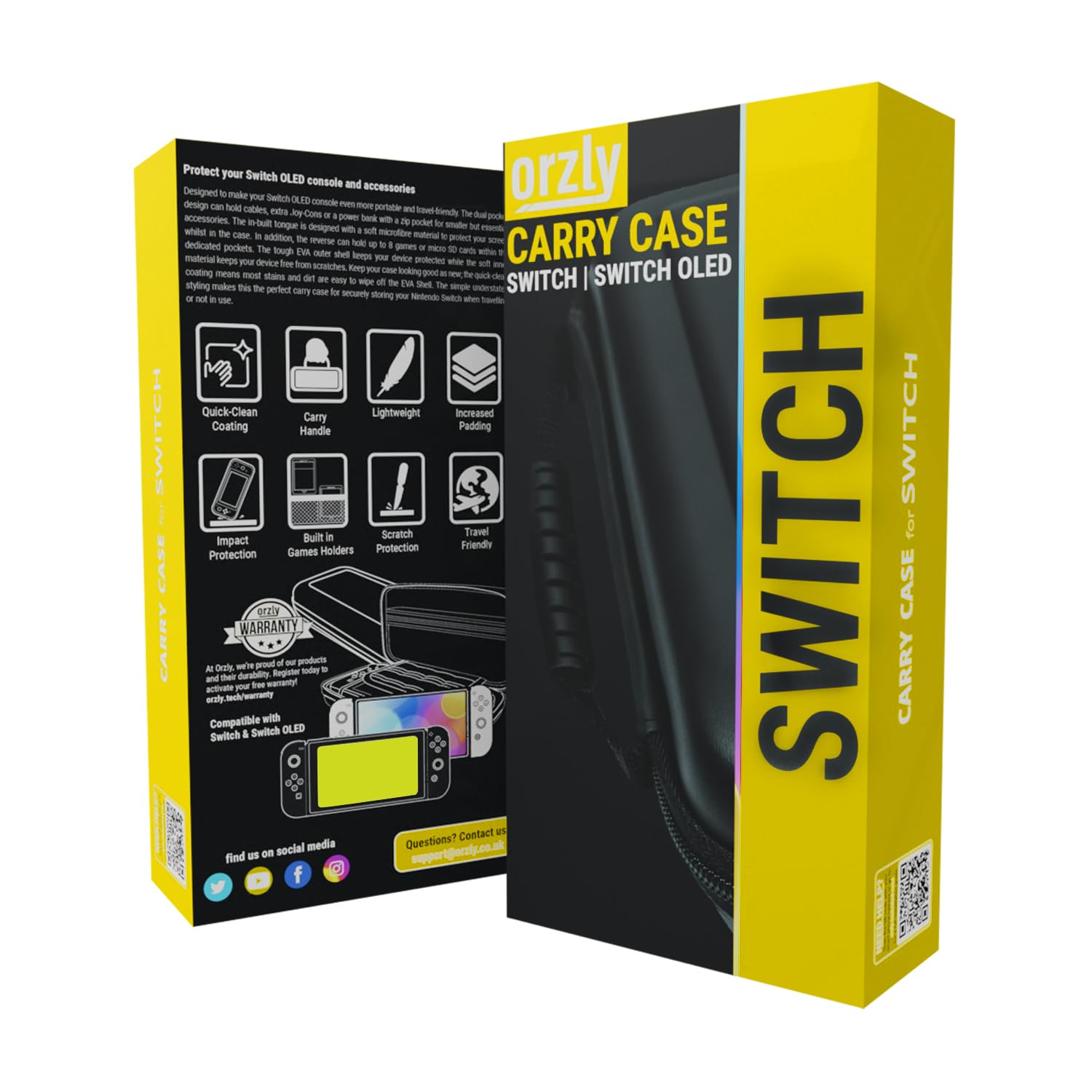 Orzly Protective Hard Travel Carry Case for Nintendo Switch & Switch OLED - Portable Shell Pouch with Storage Pockets for Games & Accessories | Perfect for Travel, Commuting & Home Storage