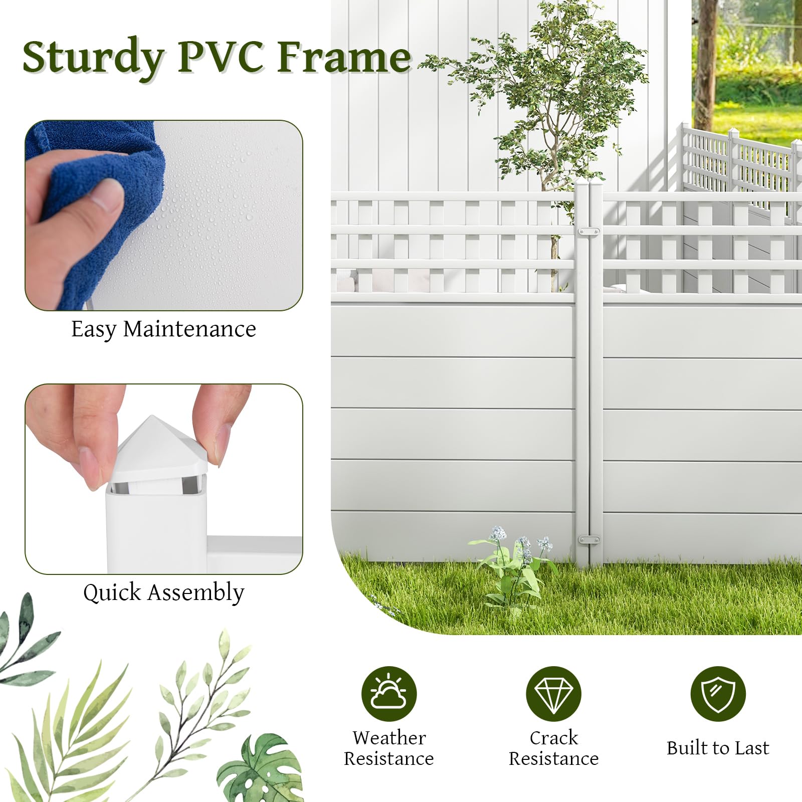 Happygrill 2-Panel PVC Air Conditioner Fence - 45