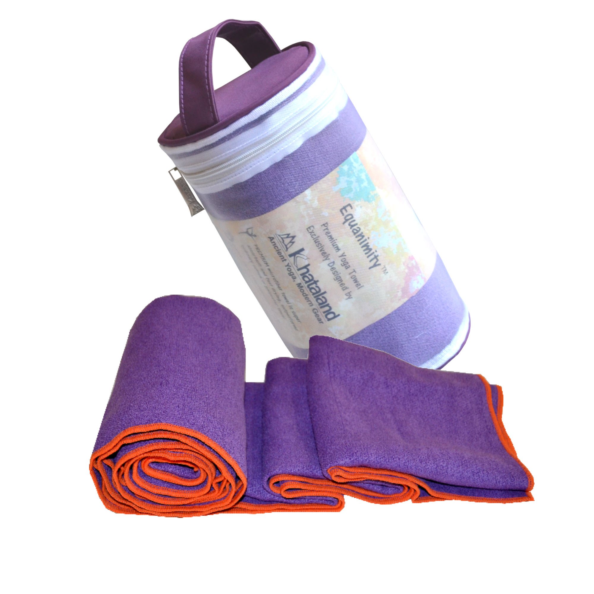 Khataland Equanimity Yoga Towel with Eco-Friendly Travel Case - 100% Premium Microfiber, Extra Long 72x24.5 Inch Mat Size for Hot Yoga, Pilates & Gym Workouts - Perfect for Travel & Home Practice
