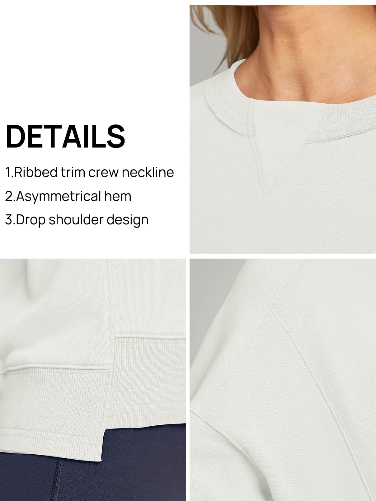 MEROKEETY Women's Oversized Cropped Fleece Sweatshirt - Soft Crewneck Pullover for Workout & Fall Fashion | Casual Loungewear, Streetwear & Cozy Autumn Outfits