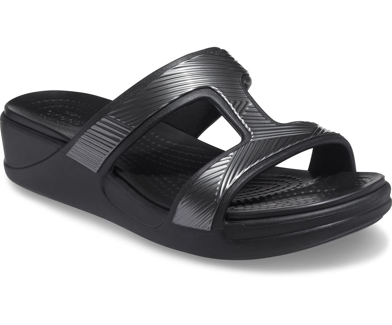 Crocs Women's Monterey Metallic Slip-On Wedge Sandals - Comfortable & Stylish Summer Shoes for Beach, Pool, and Casual Outings