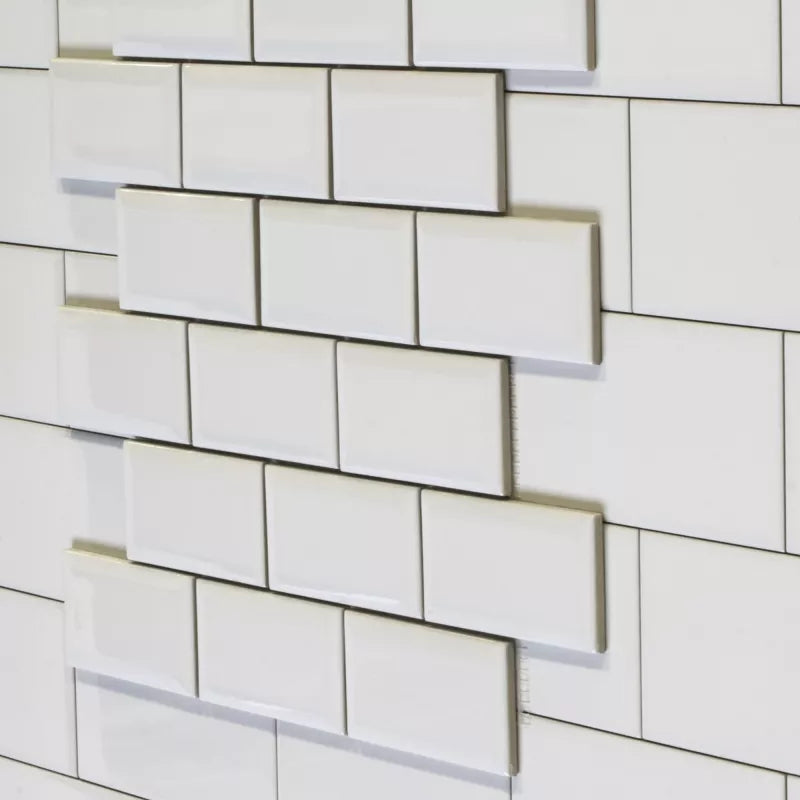 Kakel Victoria Facade Edge (Mini on Net) 5 x 10 cm White Glossy - Perfect for Kitchen Backsplash & Bathroom Tile Decor