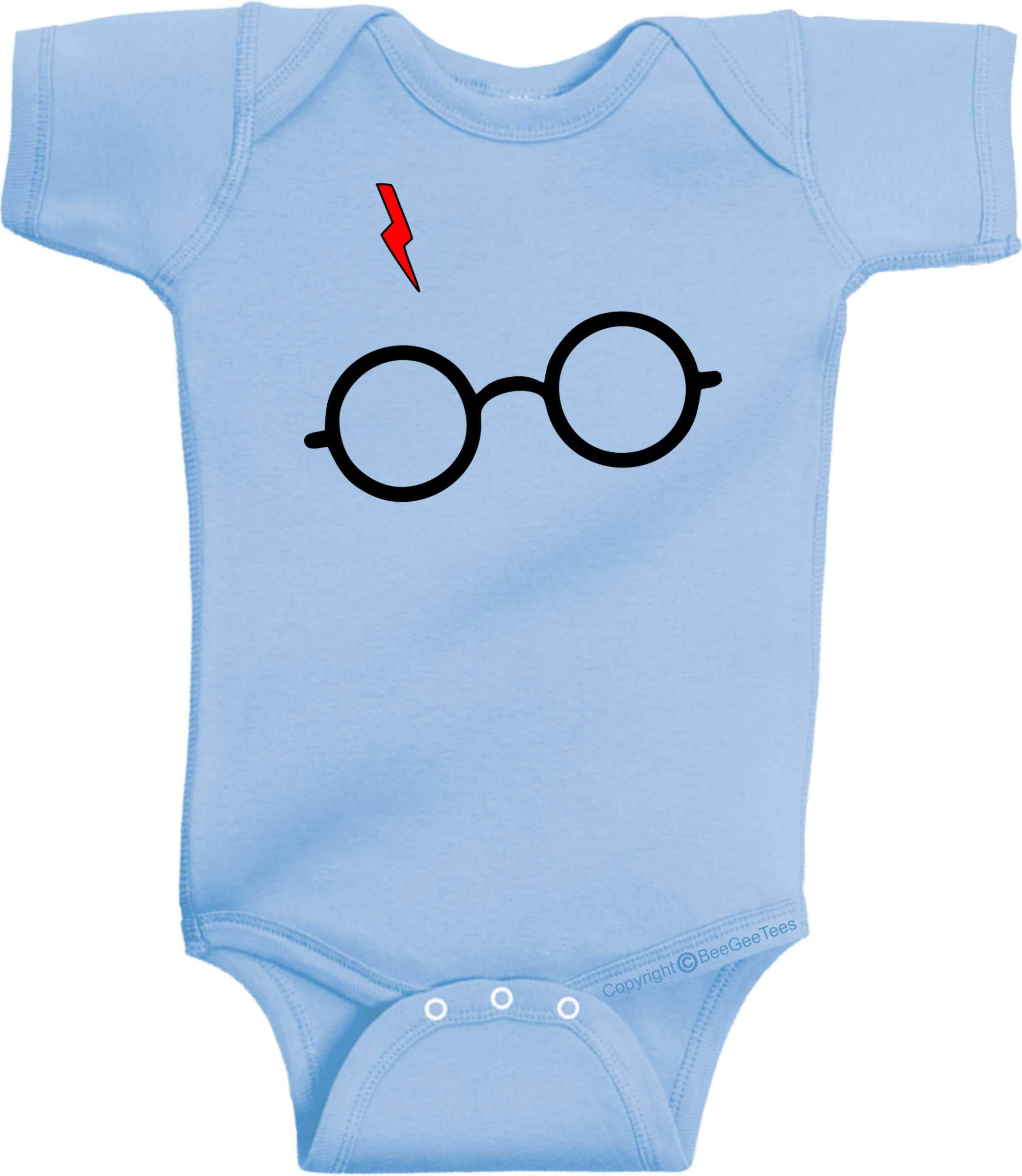 Harry Potter Inspired Glasses & Scar Lightning Bolt Baby Outfit - Cute Newborn Halloween Costume & Cosplay Gift for Infants