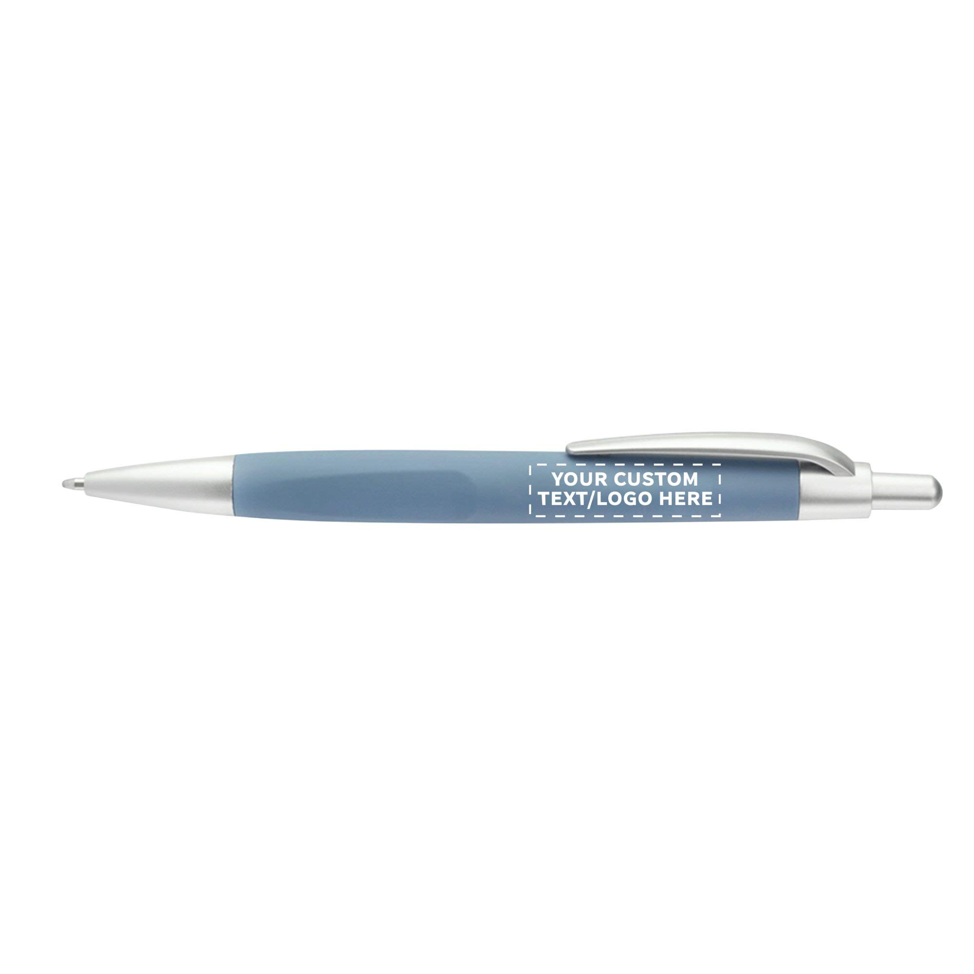 10 Pack Atlas Click Action Pens - Customizable Text & Logo - Plastic Barrel, Black Ink - Light Blue - Perfect for Office, School & Corporate Gifts