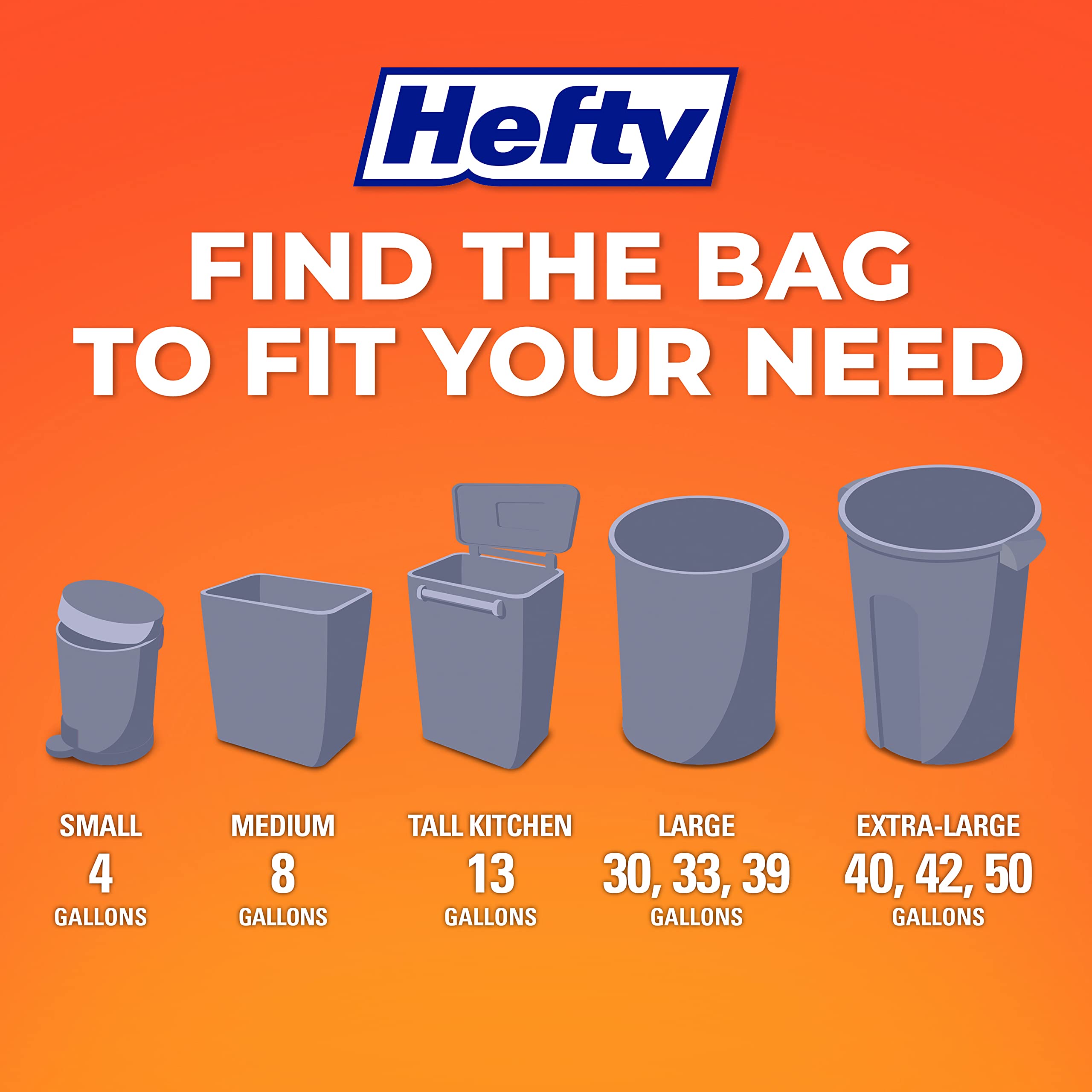 Hefty Small Trash Bags with Fabuloso Scent | 4 Gallon, 52 Count | Perfect for Bathrooms, Offices & Small Waste Bins