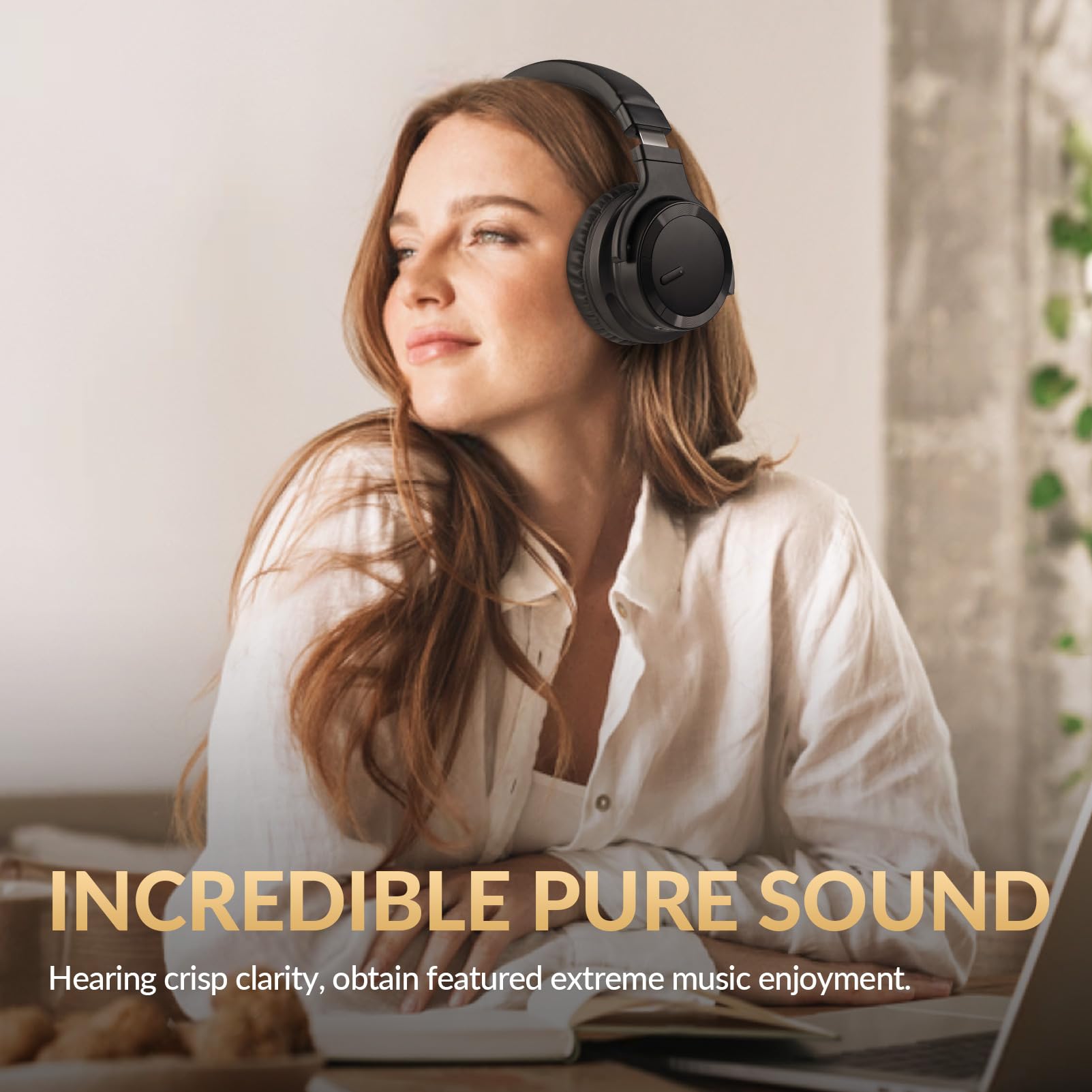 Premium Active Noise Cancelling Bluetooth Headphones - Wireless Over-Ear Headset with Hi-Fi Sound, 30H Battery Life for Travel, Office & Gaming - Comfortable Ear Cushions (Black) - Perfect for Commuting, Work Calls & Music Lovers