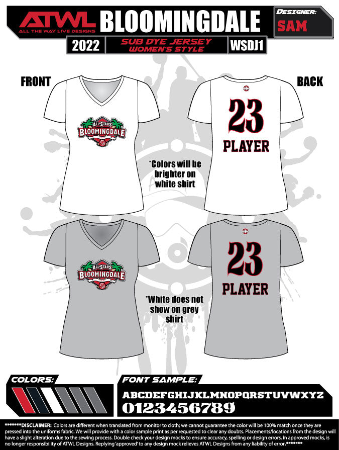 2022 Bloomingdale All Stars Women's Basketball Jerseys - Premium Quality Team Uniforms for Games, Practice & Fan Support