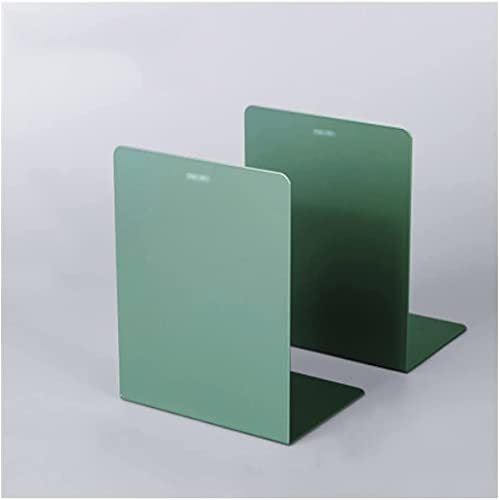 Heavy Duty Iron Bookends - Thick & Smooth Bookshelf Organizer for Students & Office - Green - Perfect for Desks, Shelves & Home Libraries