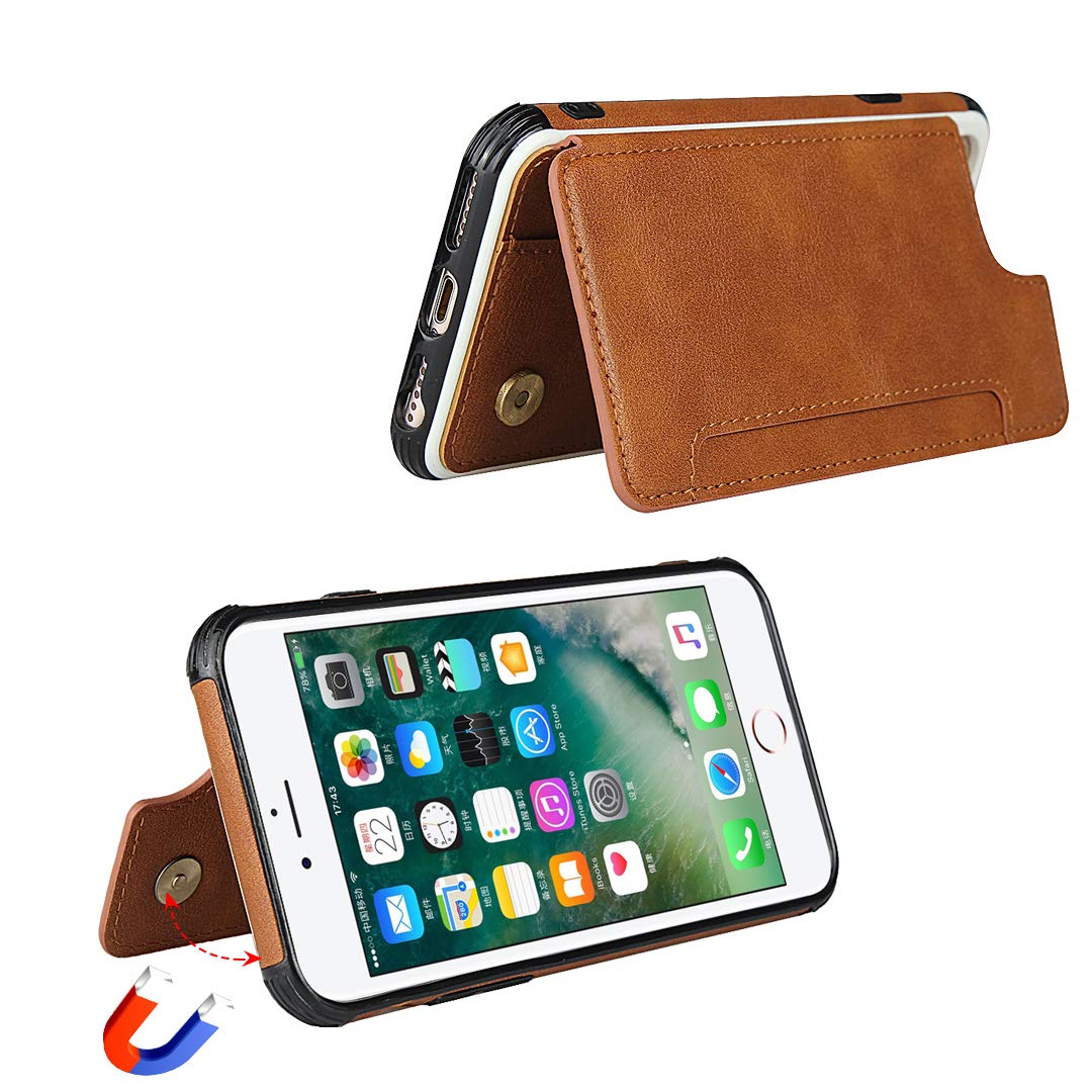Premium Leather Wallet Case for iPhone 7 Plus/8 Plus - RFID Blocking Card Holder & Flip Cover | Slim Protective Phone Case with 3 Card Slots | Perfect for Business, Travel & Everyday Use