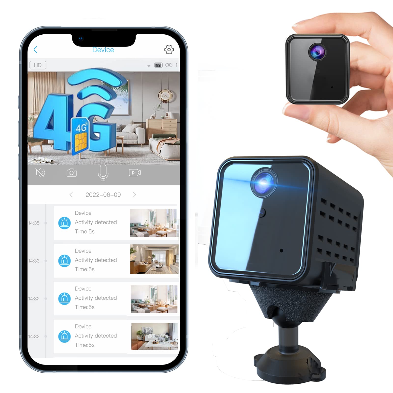 Javiscam 4G LTE Cellular Security Camera - No WiFi Needed, SIM Card Included, UHD Video, Radar Motion Sensor, 20-Day Battery Life | Portable Trail Camera for Home Security, Construction Sites & Remote Property Monitoring