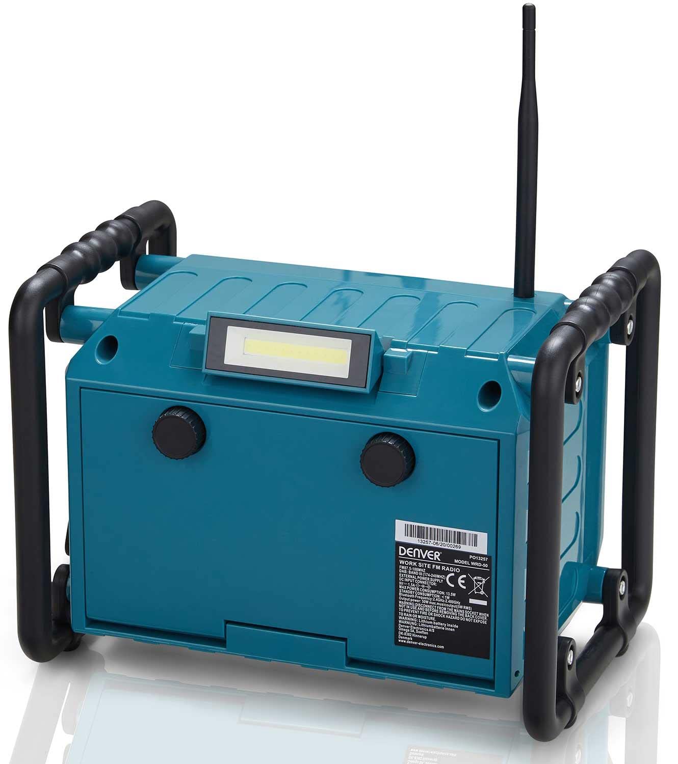 DAB Portable Work Radio with Bluetooth, FM, AUX Input & Rechargeable Battery - Splash Proof Jobsite, Construction Site, or Garden Radio for Outdoor & Indoor Use