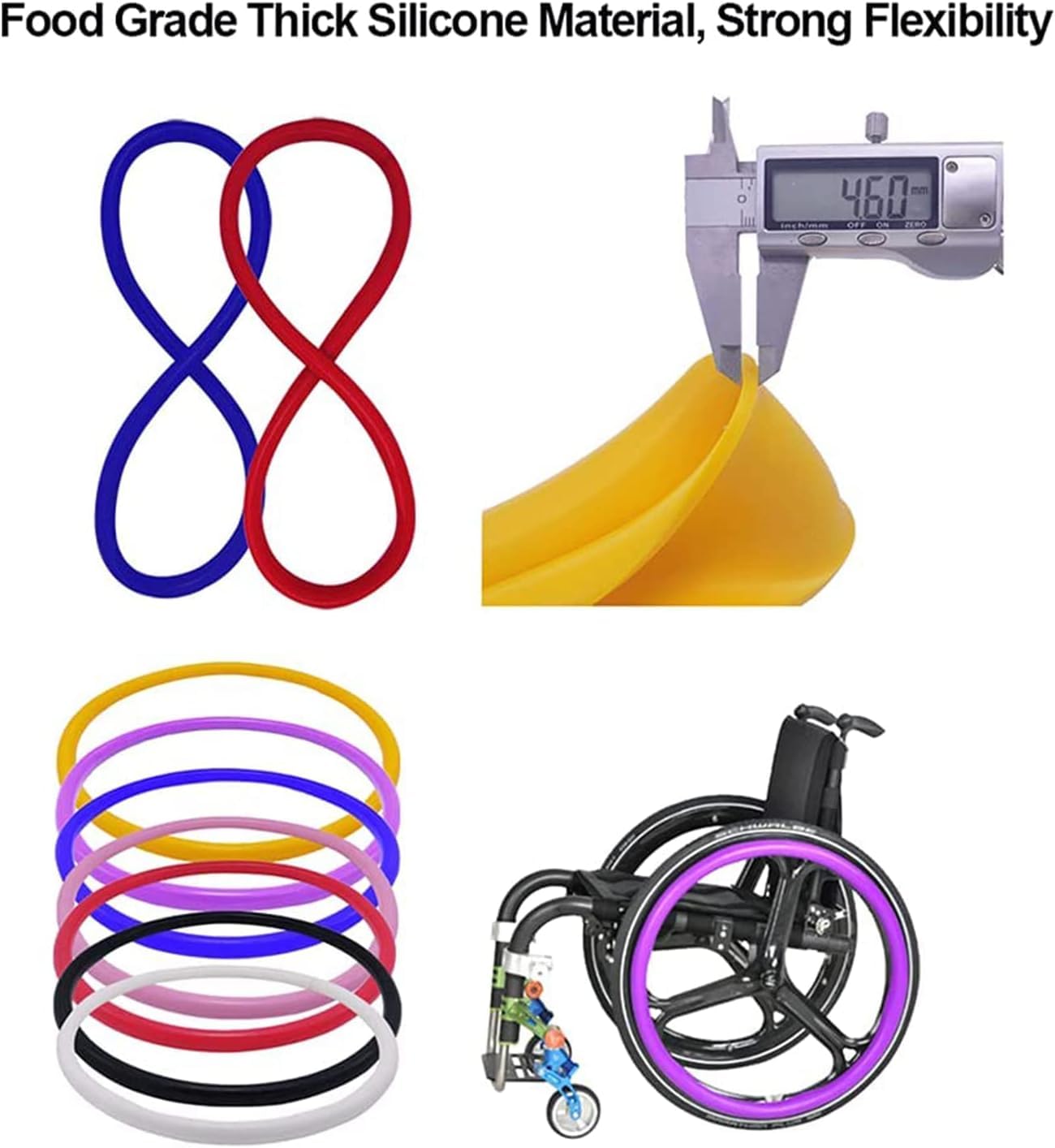 24-Inch Wheelchair Push Rim Covers - Silicone Hand Grips for Sports Wheelchairs | Wear-Resistant, Improved Grip & Traction | Ideal for Daily Use, Outdoor Activities & Sports Performance