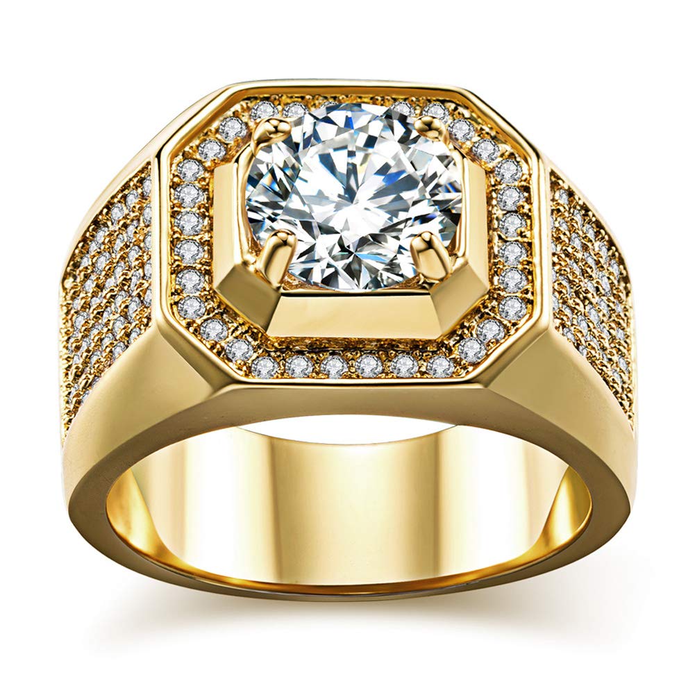 His and Hers Wedding Rings Set - 14K Yellow Gold Filled Heart CZ Couple Bands for Bride & Groom - Perfect for Anniversaries, Engagements & Romantic Gifts
