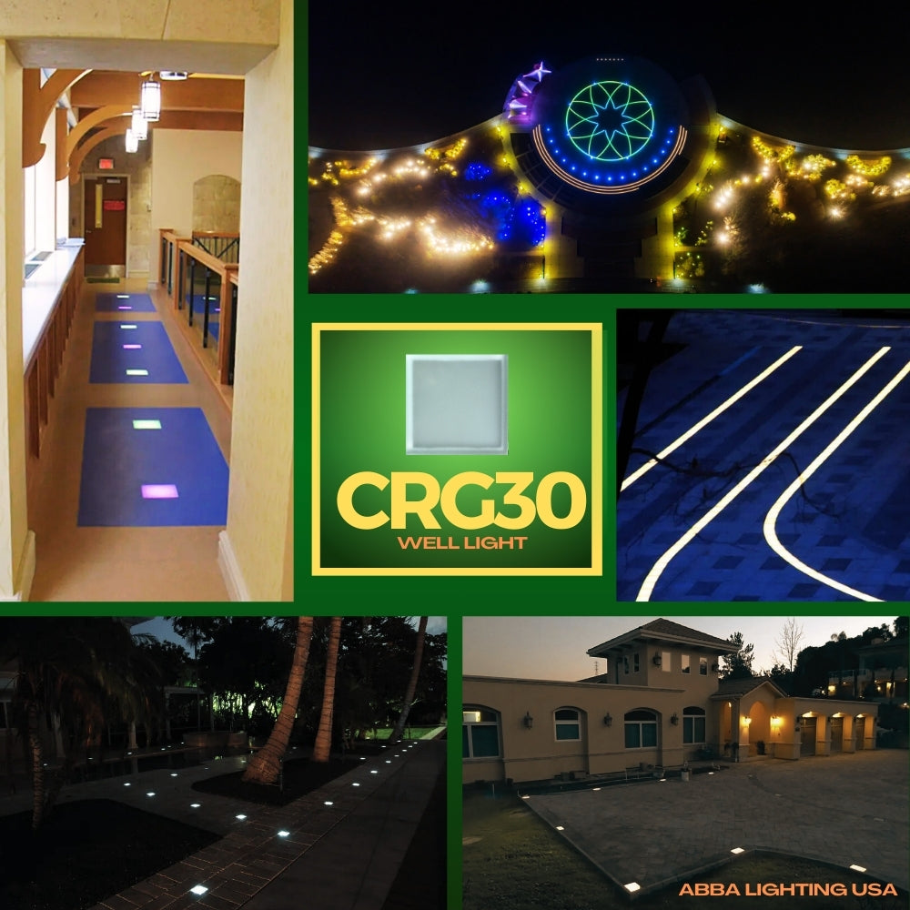 CRG30 4x/8x/12x Low Voltage RGB & Warm White LED Brick Paver Light - IP67 Waterproof Square Landscape Lighting for Garden, Pathway & Driveway