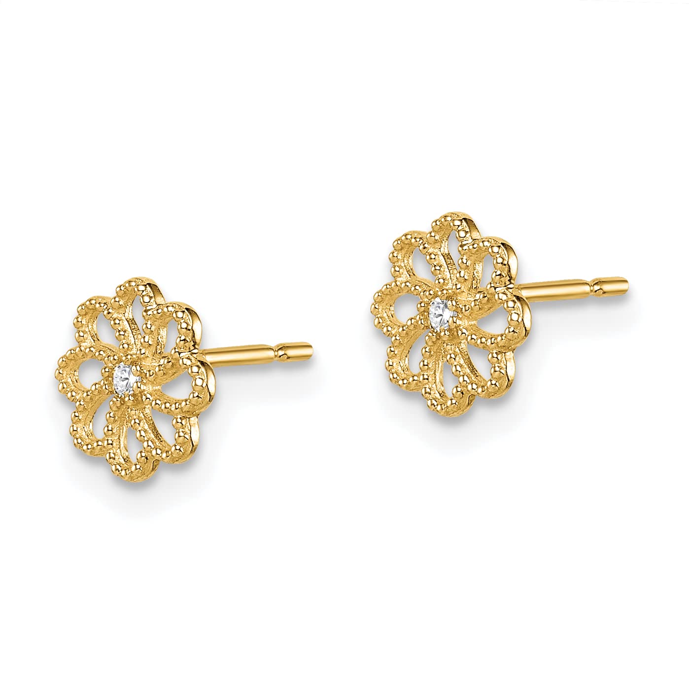14K Gold Madi K CZ Flower Stud Earrings for Women - Elegant Floral Post Earrings for Everyday Wear, Parties & Special Occasions