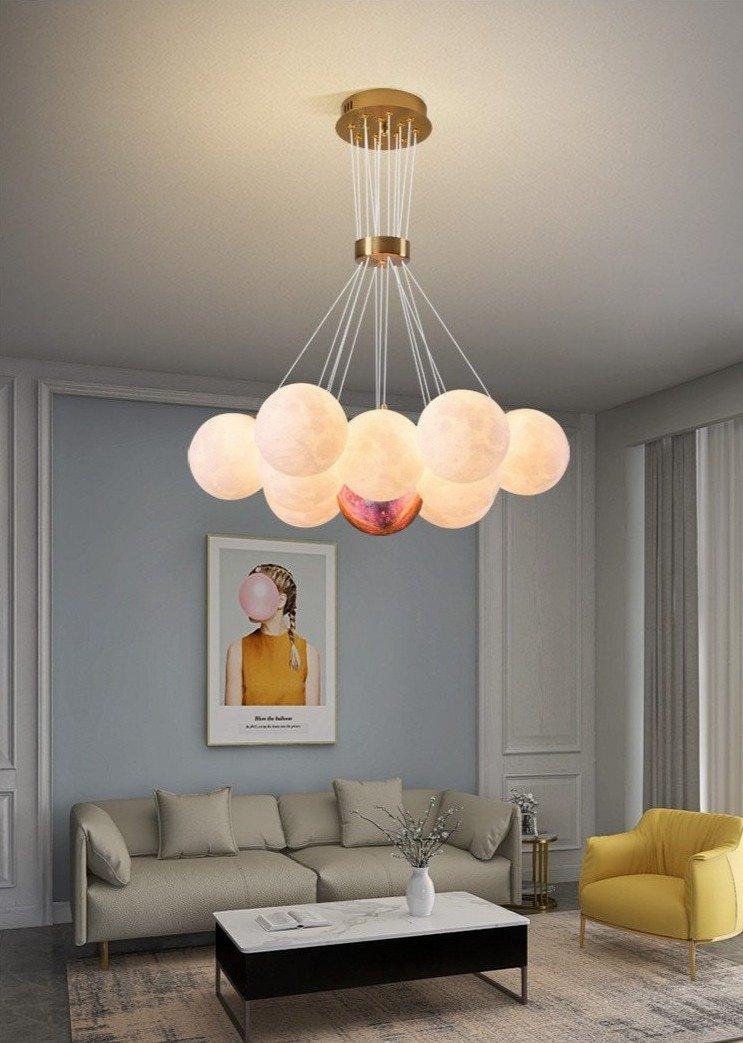 Modern Lunar Pendant Light - Stylish Moon-Shaped Hanging Lamp for Dining Room, Bedroom & Living Room Decor - Perfect for Home, Cafe and Restaurant Lighting