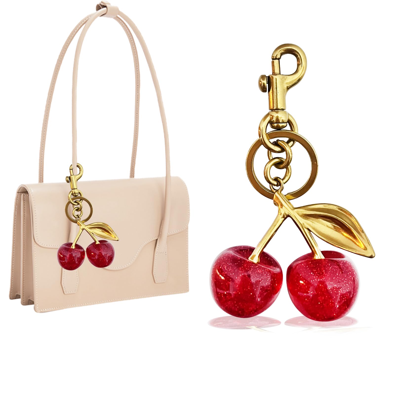 Cherry Bag Charm - Cute Cherry Keychain Accessories for Women, Handbag Purse Charms & Decorative Gift for Friends | Perfect for Everyday Use, Party Favors & Fashion Accessories
