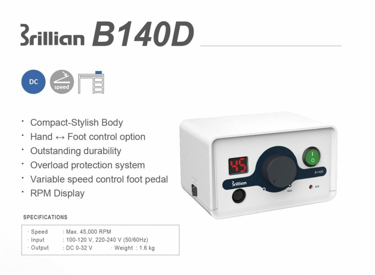 Saeshin Brillian B140D + 102L Professional Nail Drill Set - 40,000 RPM High Speed Electric Nail File for Salon & Home Manicure/Pedicure - Perfect for Acrylic Nails, Gel Polish Removal & Nail Art