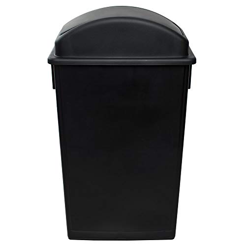 92 Qt. / 23 Gallon / 87 Liter Black Slim Rectangular Trash Can with Swing Lid - Kitchen Garbage Bin, Waste Basket for Home, Office, Restaurant & Outdoor Use