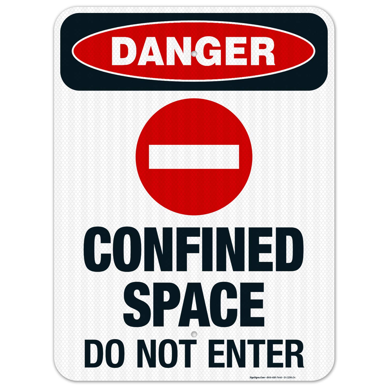 Danger Confined Space Do Not Enter Sign - OSHA Compliant 18x24 Inch Reflective Aluminum Safety Sign - 3M EGP .080 Thick Fade-Resistant for Indoor/Outdoor Use - Made in USA - Perfect for Construction Sites, Warehouses & Industrial Facilities