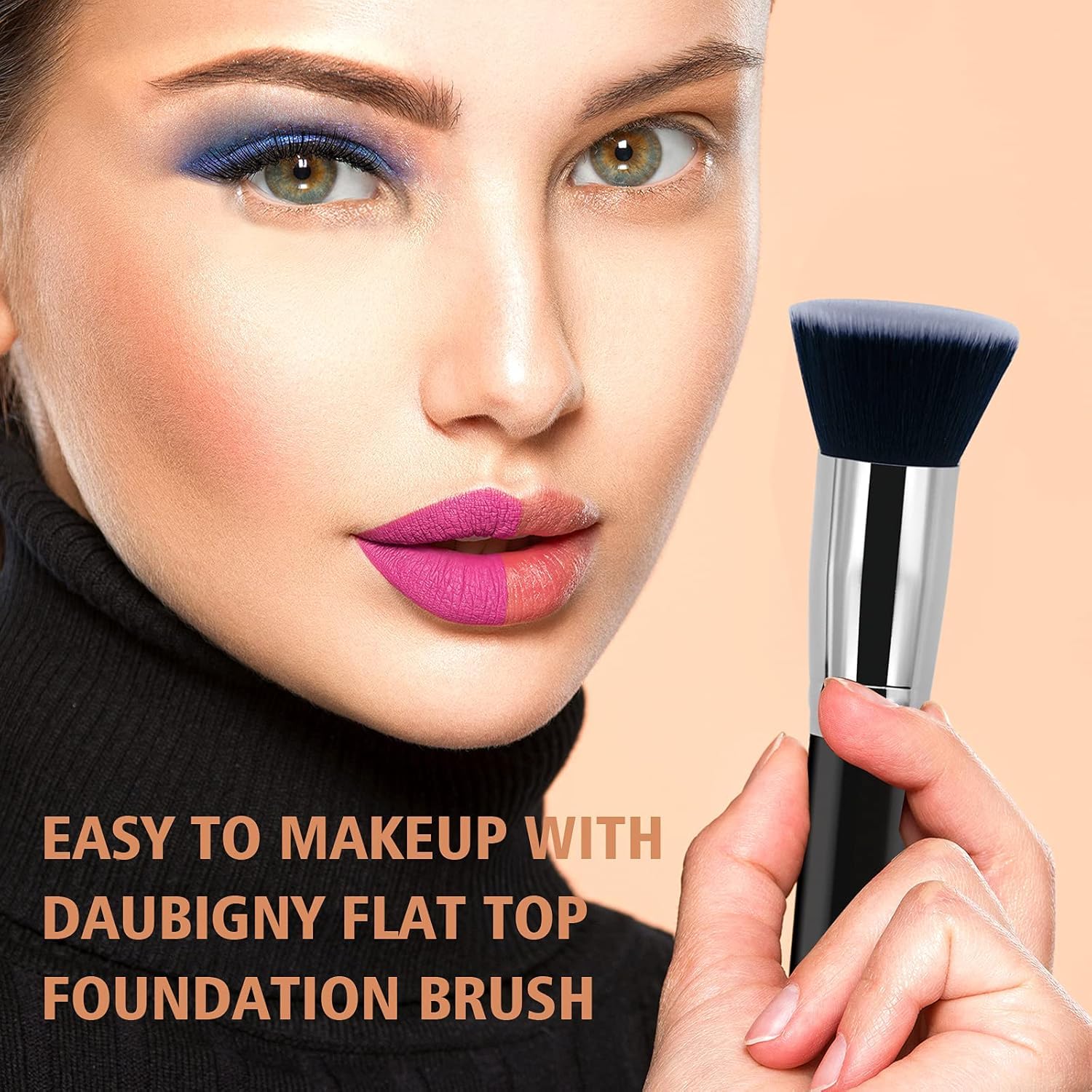 Premium Professional Makeup Brush Set - Liquid, Cream & Powder Foundation Brush with Dense Bristles for Flawless Buffing, Blending & Contouring | Soft Face Makeup Brush (Black) - Perfect for Daily Makeup, Bridal Looks & Professional Makeup Artists | Pack of 1