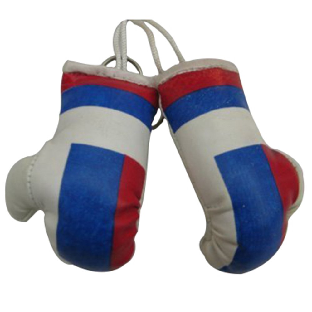 Mini Russian Flag Boxing Gloves for Car Mirror Decor - Patriotic Hanging Ornament for Vehicles, Home & Office (1-Pack) - Perfect for Sports Fans, Travel Enthusiasts and National Pride Displays