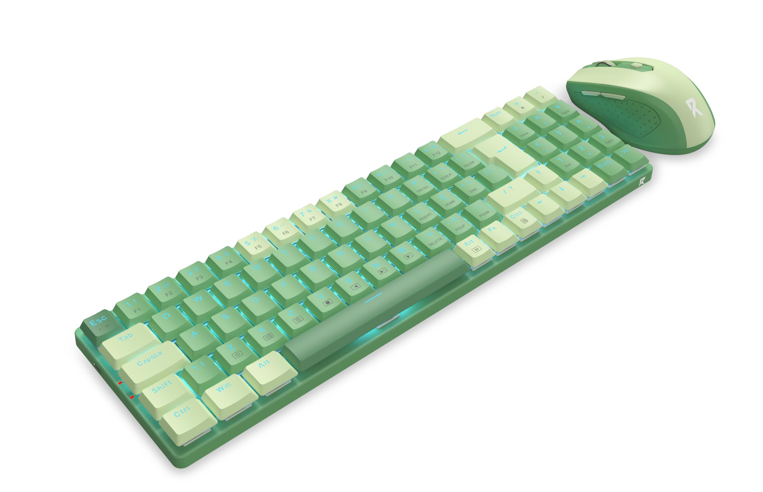 Redragon BS8772 Wireless Keyboard and Mouse Combo - 75% Compact 78-Key 2.4Ghz Low-Profile Mechanical Keyboard with Rechargeable Battery & Single Blue Backlight, 2400 DPI Ergonomic Wireless Mouse for Gaming, Office, and Home PC Use