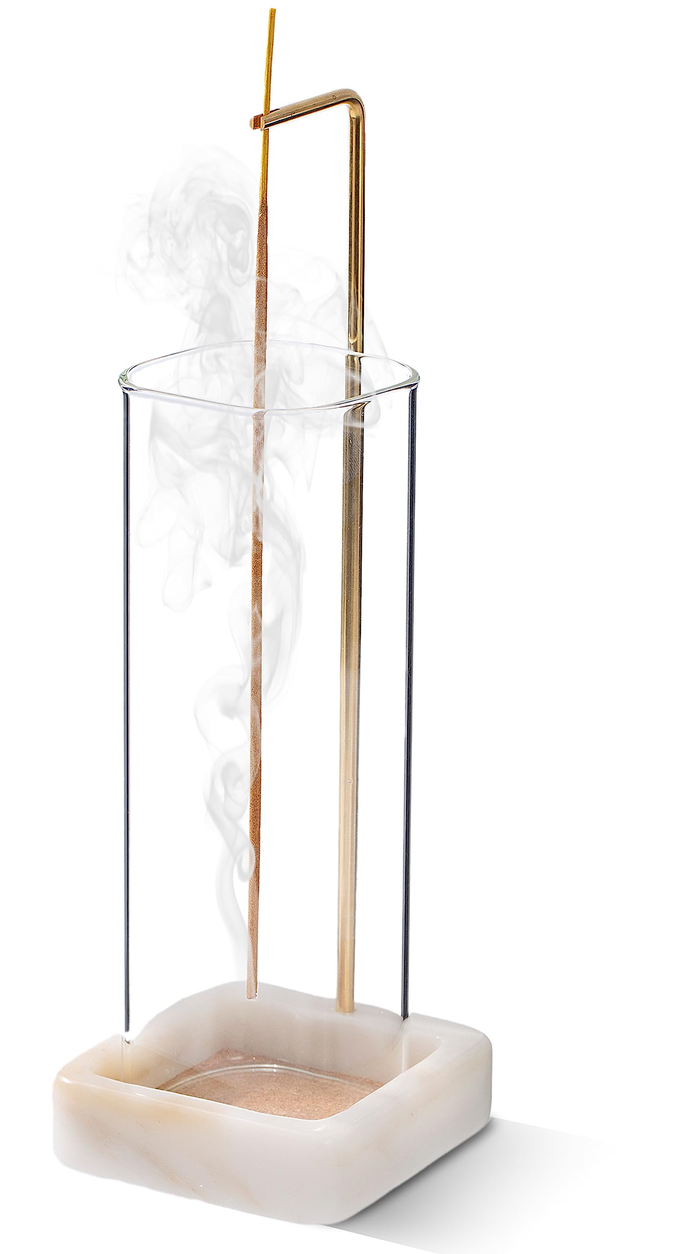 Premium Marble Incense Holder with Brass Base - Anti-Ash Flying Design for Meditation, Yoga & Home Decor - White Aromatherapy Burner for Sticks | Perfect for Relaxation, Spiritual Practice & Stress Relief