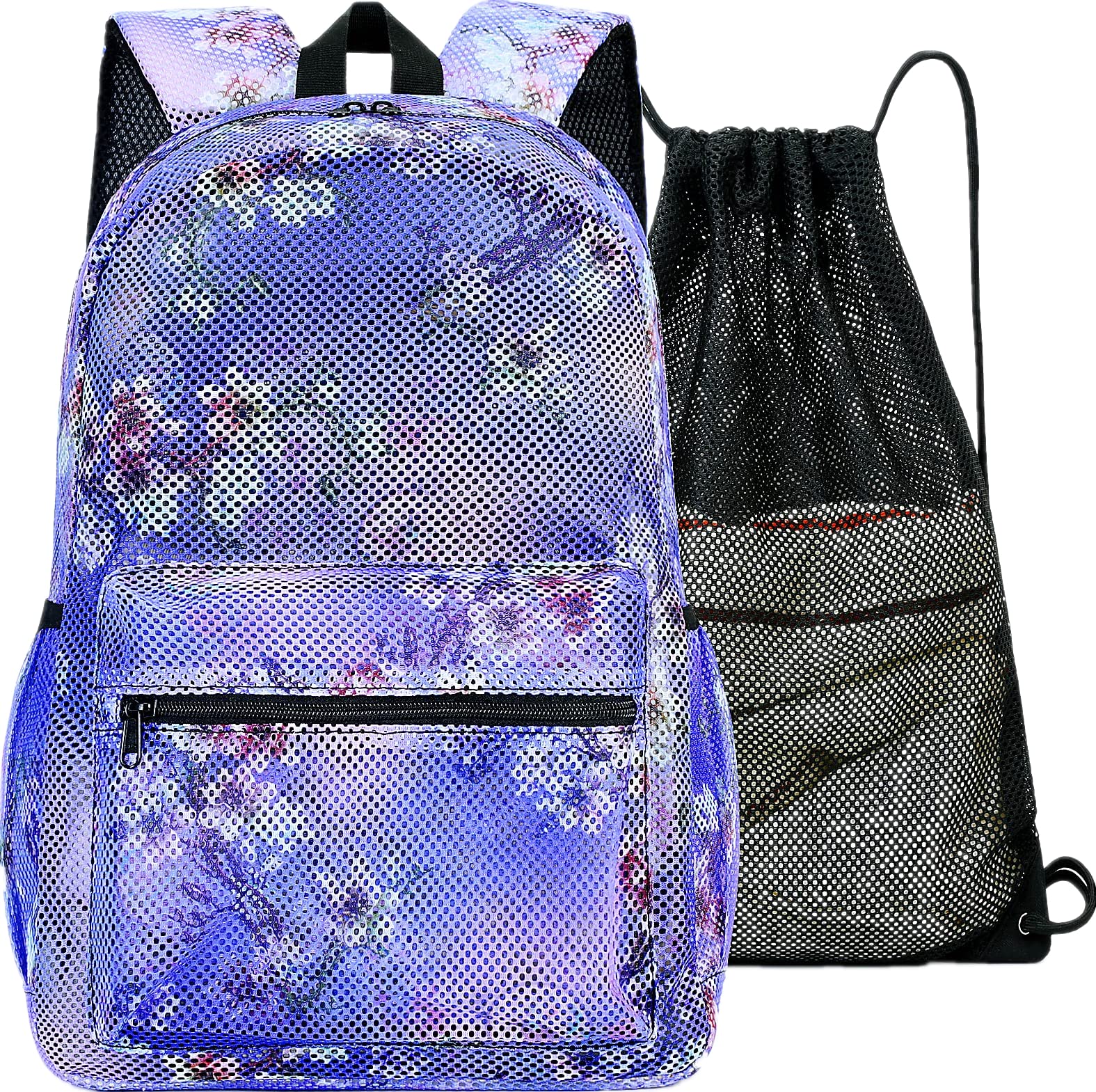 Bluboon Mesh Backpack for Girls - See-Through School & Beach Daypack for Kids