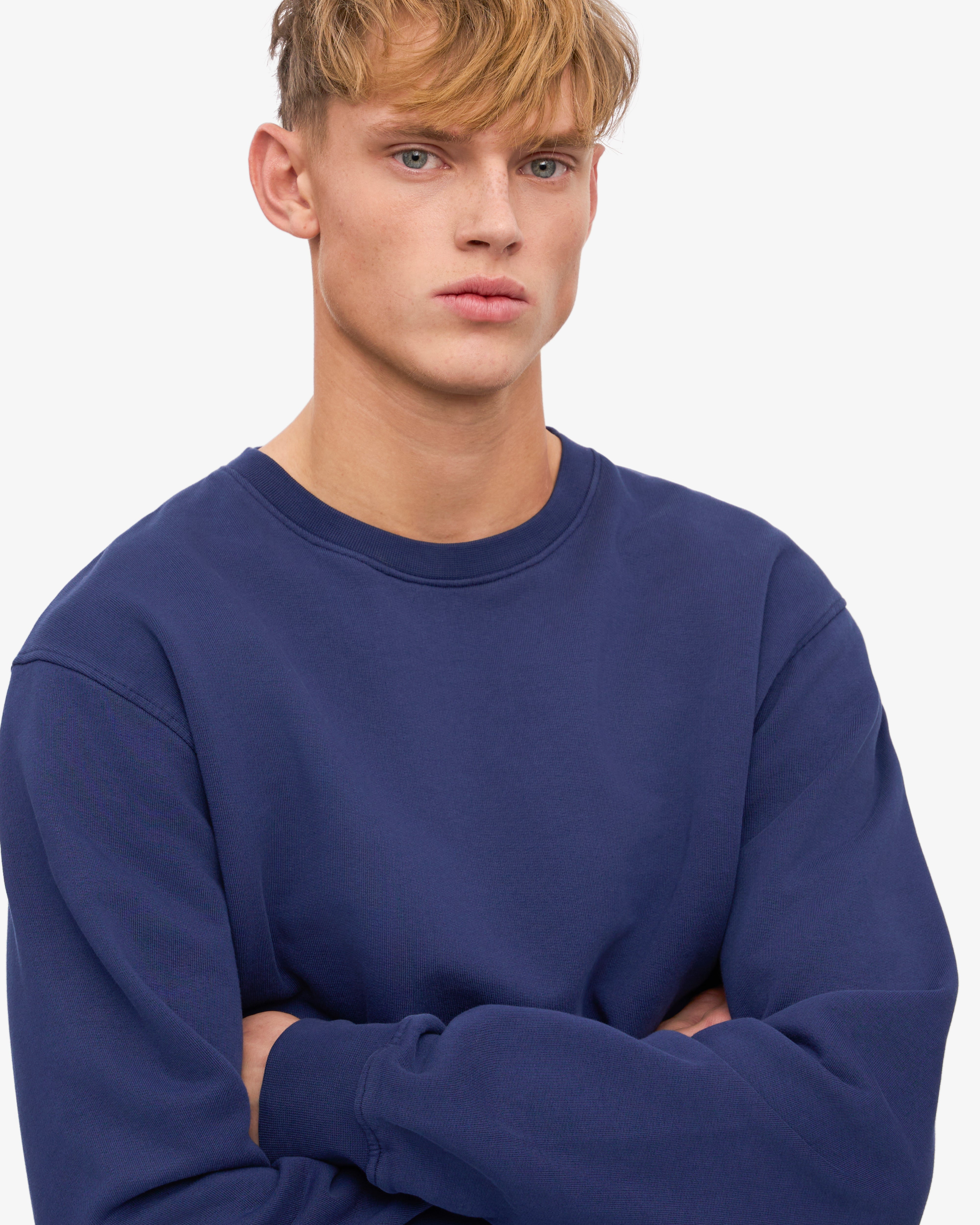 Classic Organic Cotton Crew Neck T-Shirt for Men - Soft & Comfortable Marine Blue Tee - Perfect for Casual Wear, Gym & Everyday Outfits