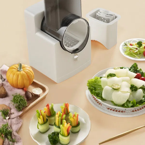 Multi-Functional Electric Slicer, Grater & Dicer - 3-in-1 Kitchen Appliance for Fast Food Prep, Perfect for Salads, Cheese & Veggies