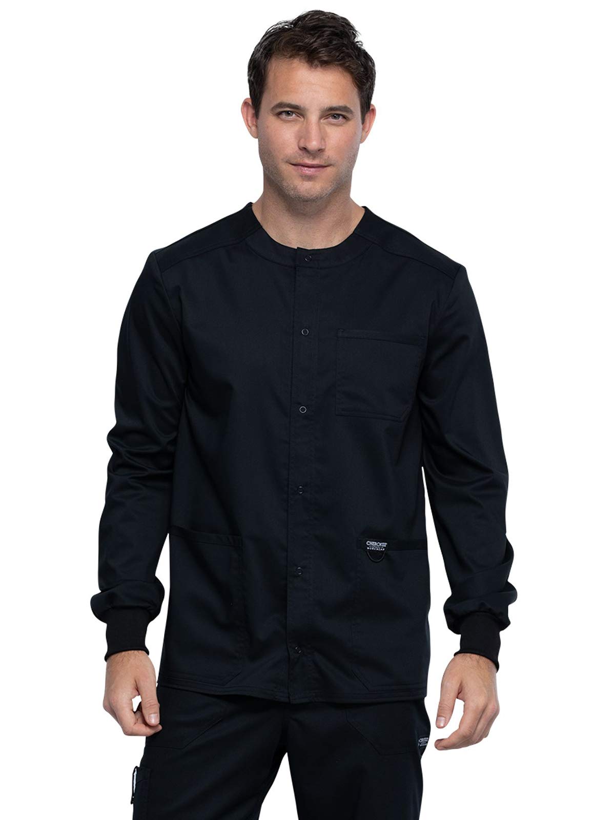 Cherokee Men's Warm Up Scrubs Jacket - Snap Front Workwear WW380 for Medical Professionals & Healthcare Workers - Perfect for Hospitals, Clinics & Nursing Shifts